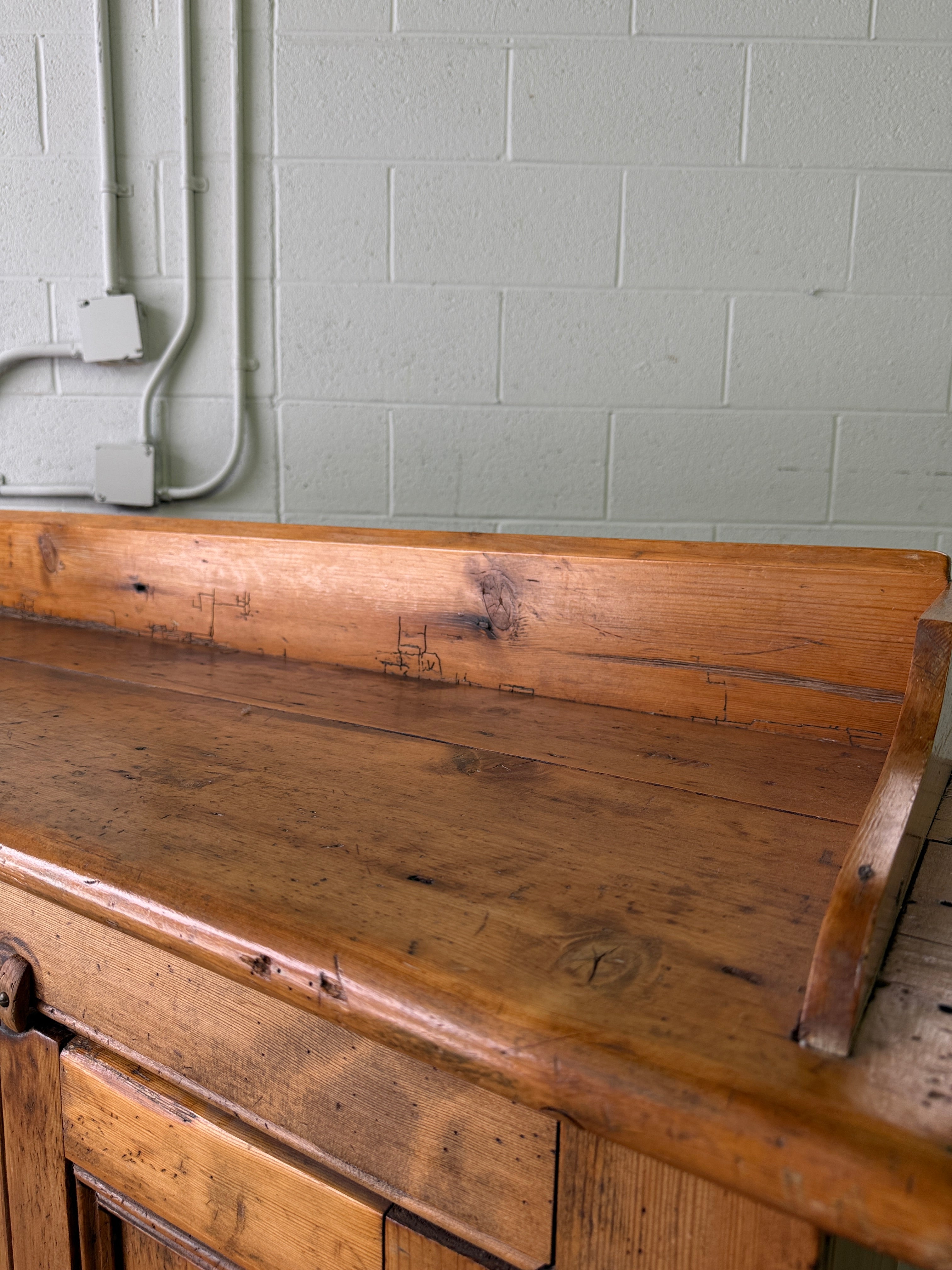 Antique pine sideboard with gallery back