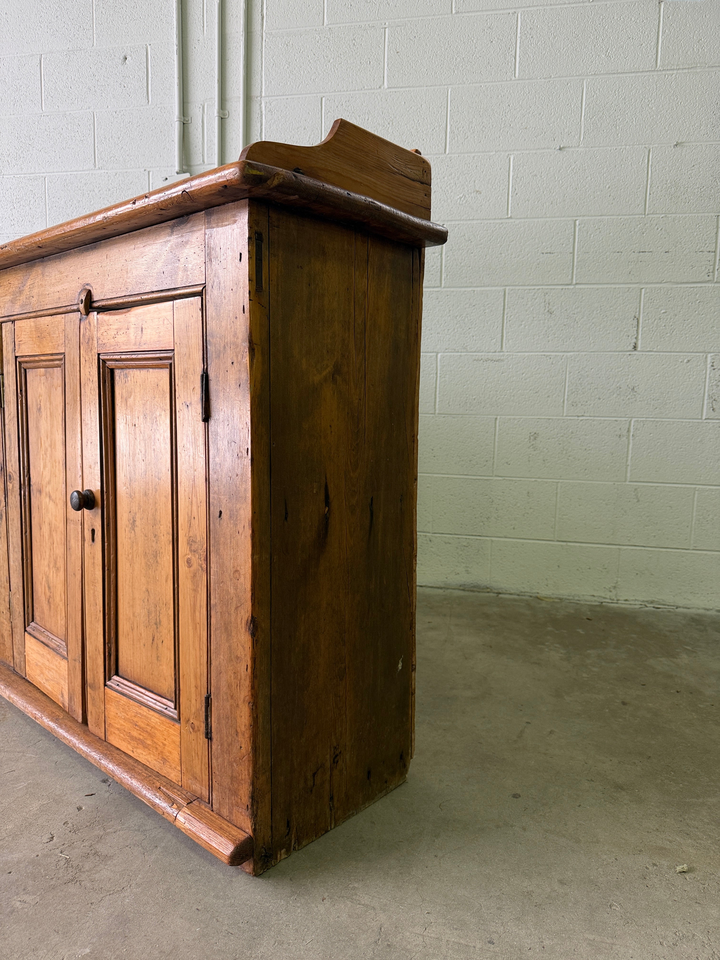 Antique pine sideboard with gallery back