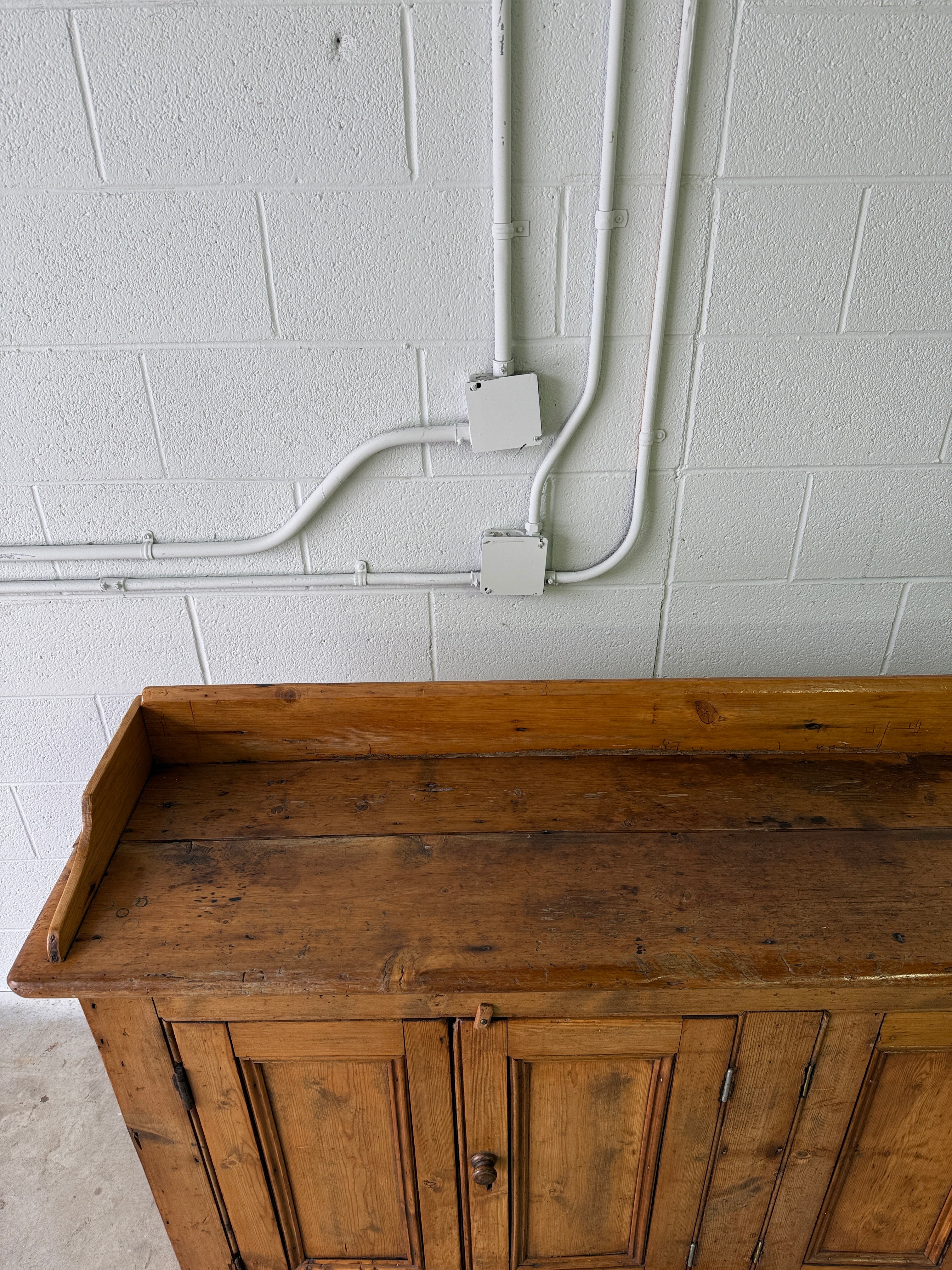 Antique pine sideboard with gallery back