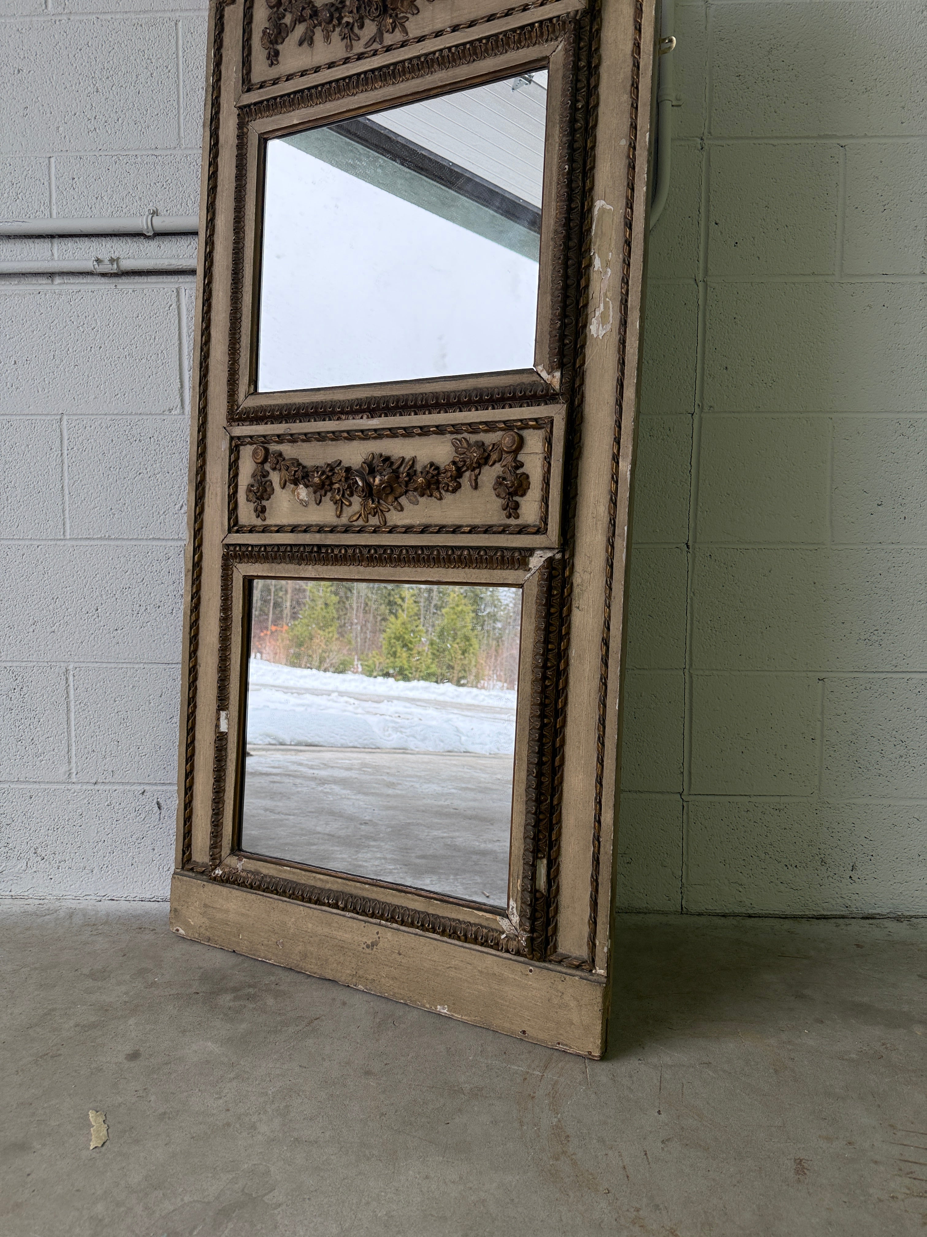Antique French trumeau mirror