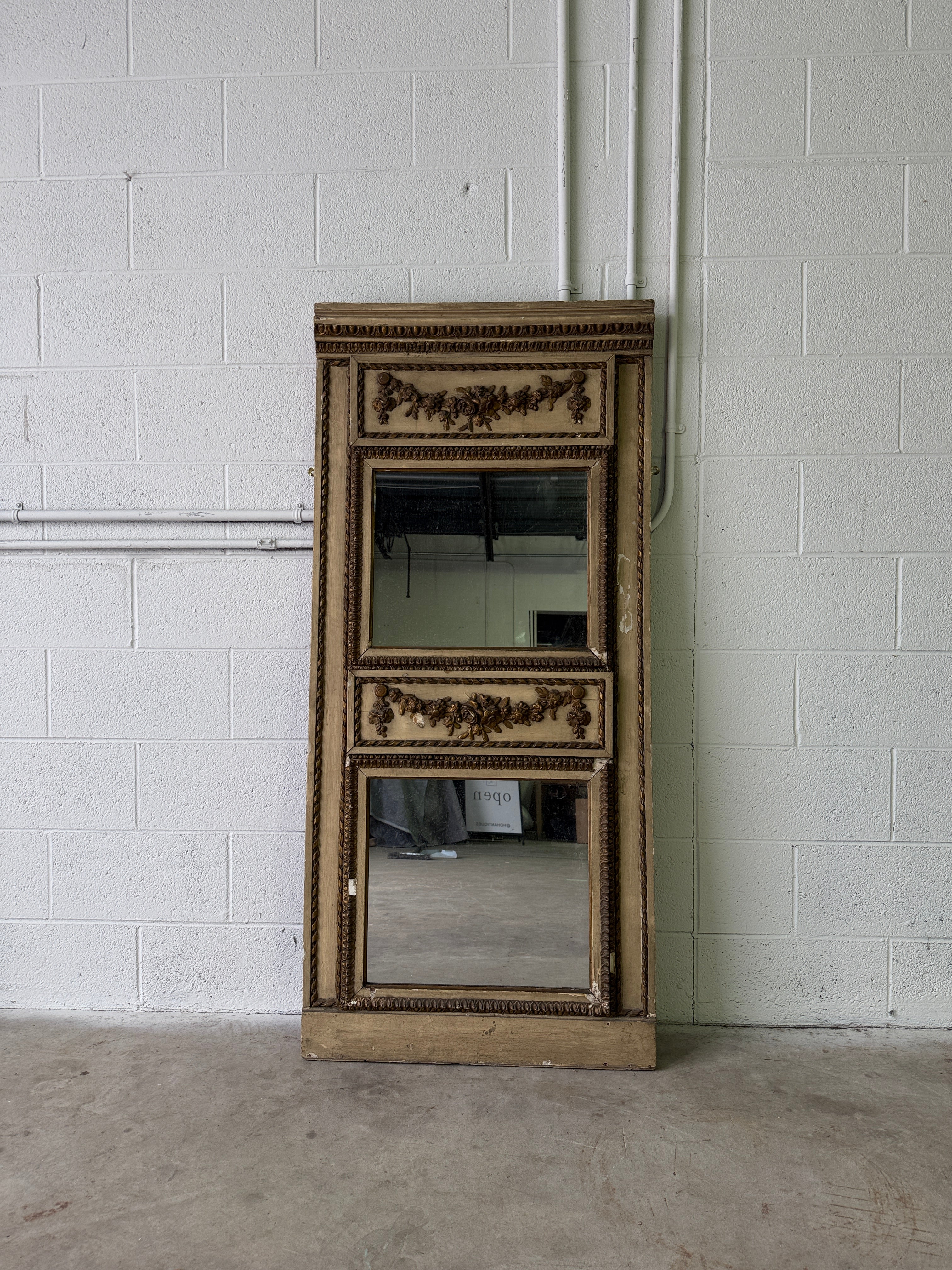Antique French trumeau mirror