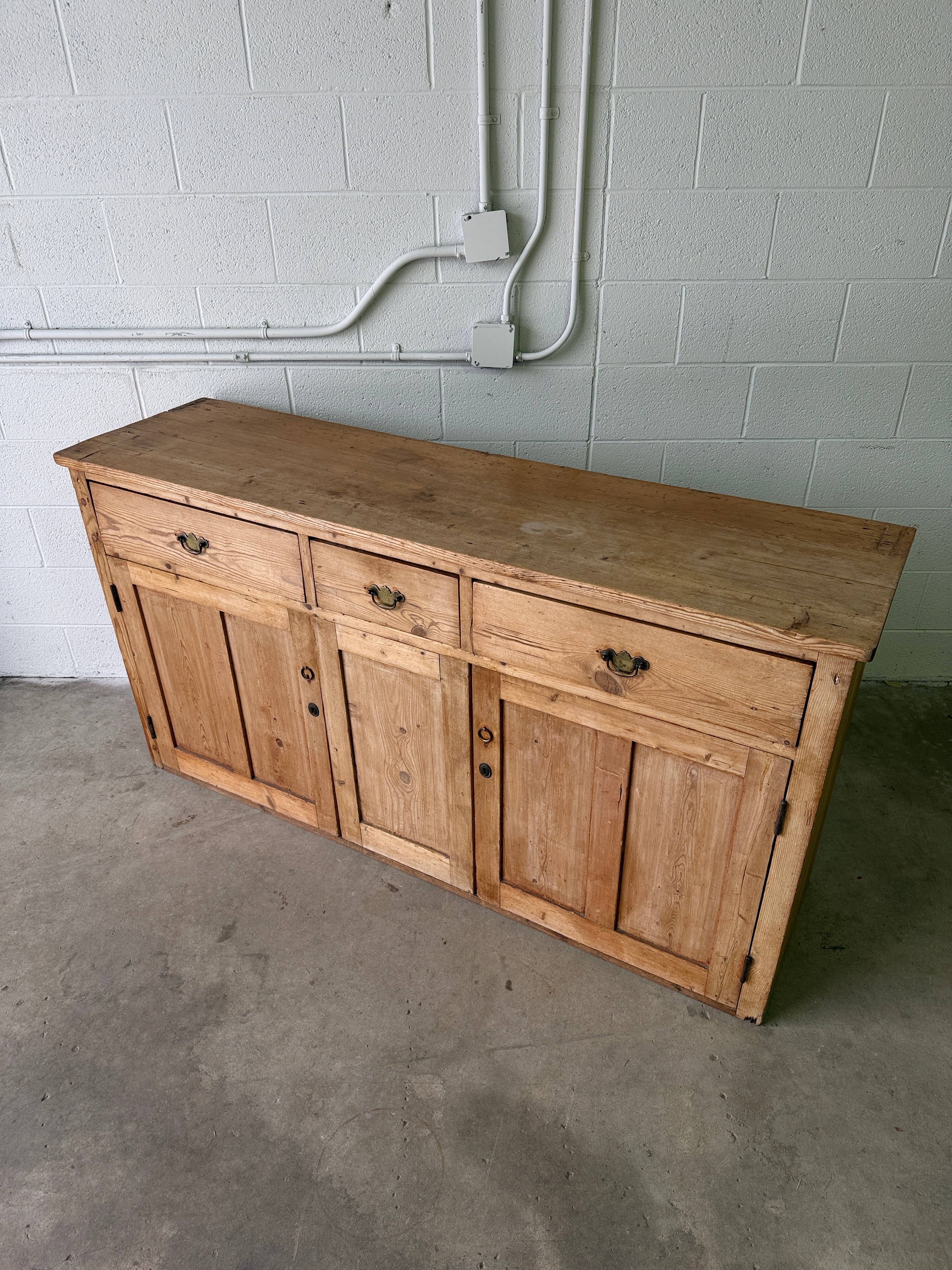 Antique pine sideboard with ring pulls