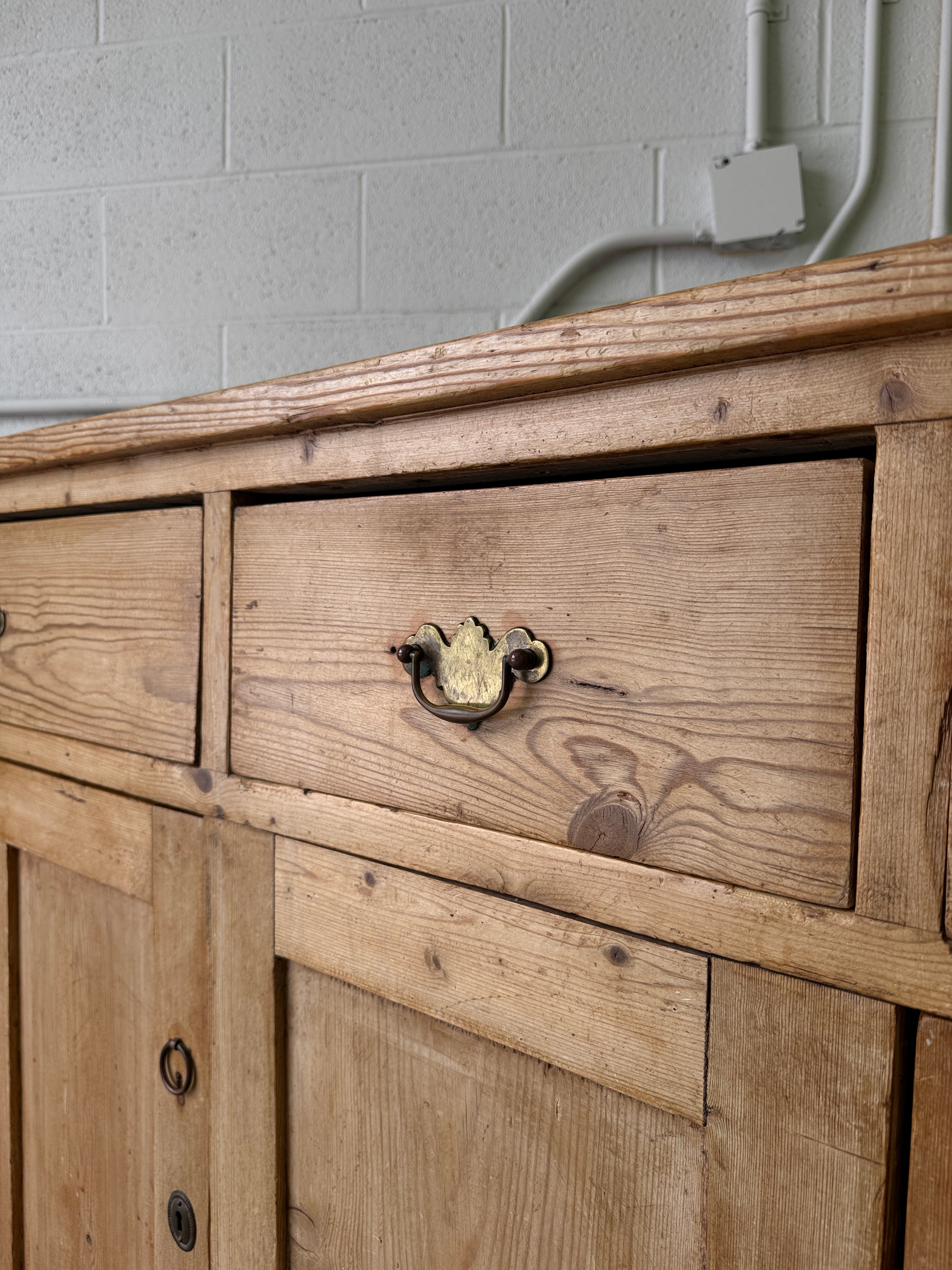 Antique pine sideboard with ring pulls