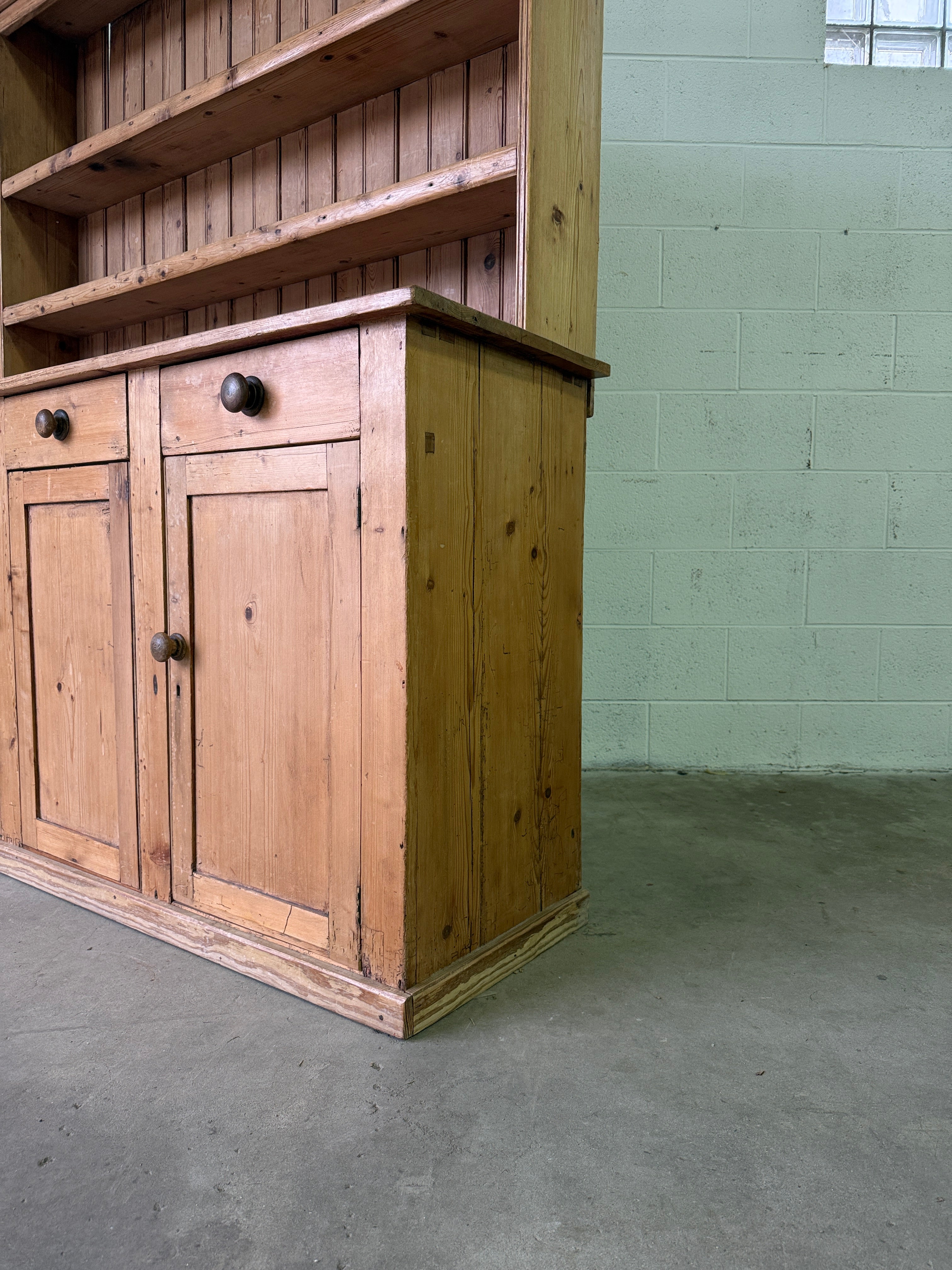 Petite antique pine hutch