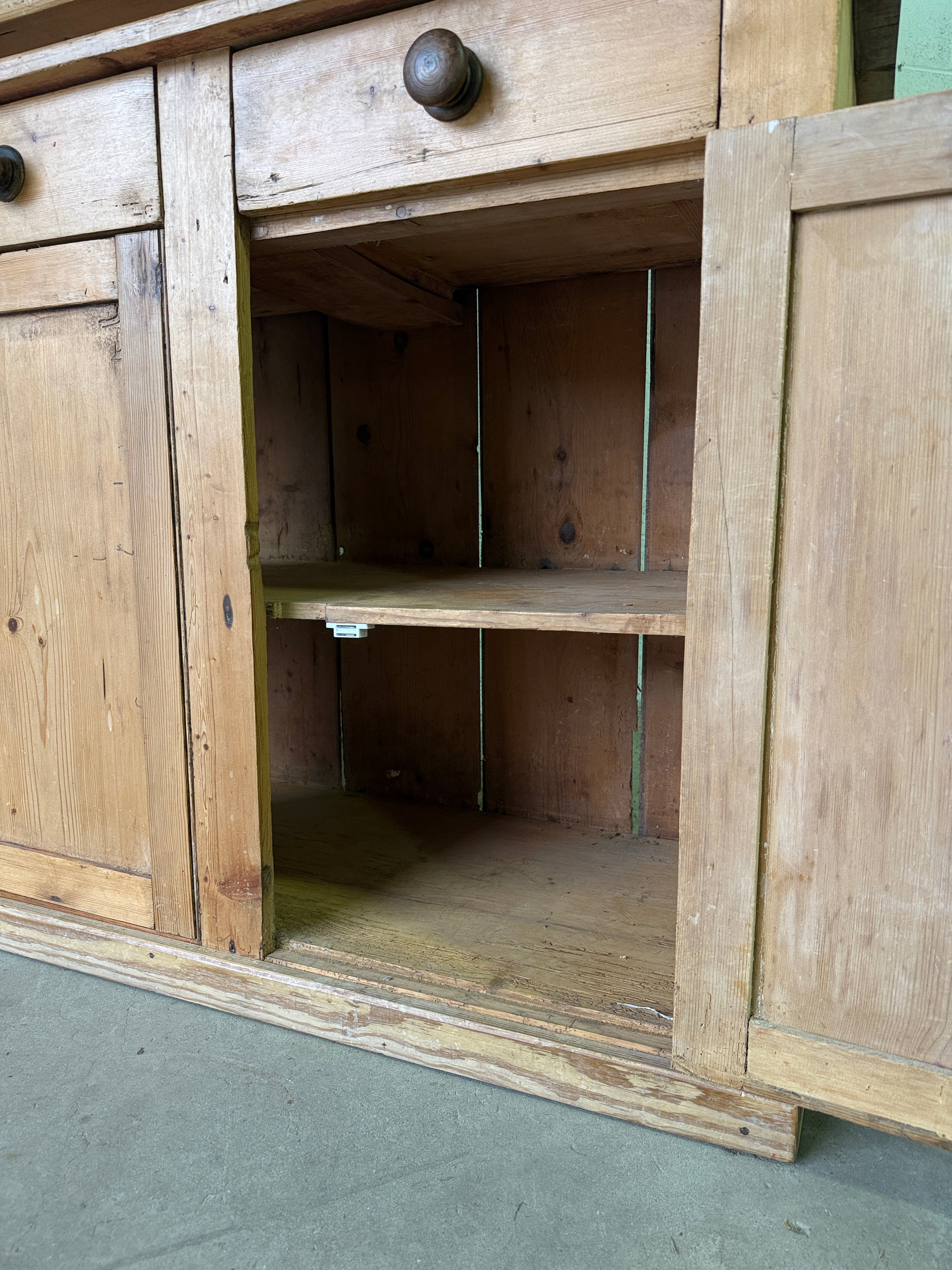 Petite antique pine hutch