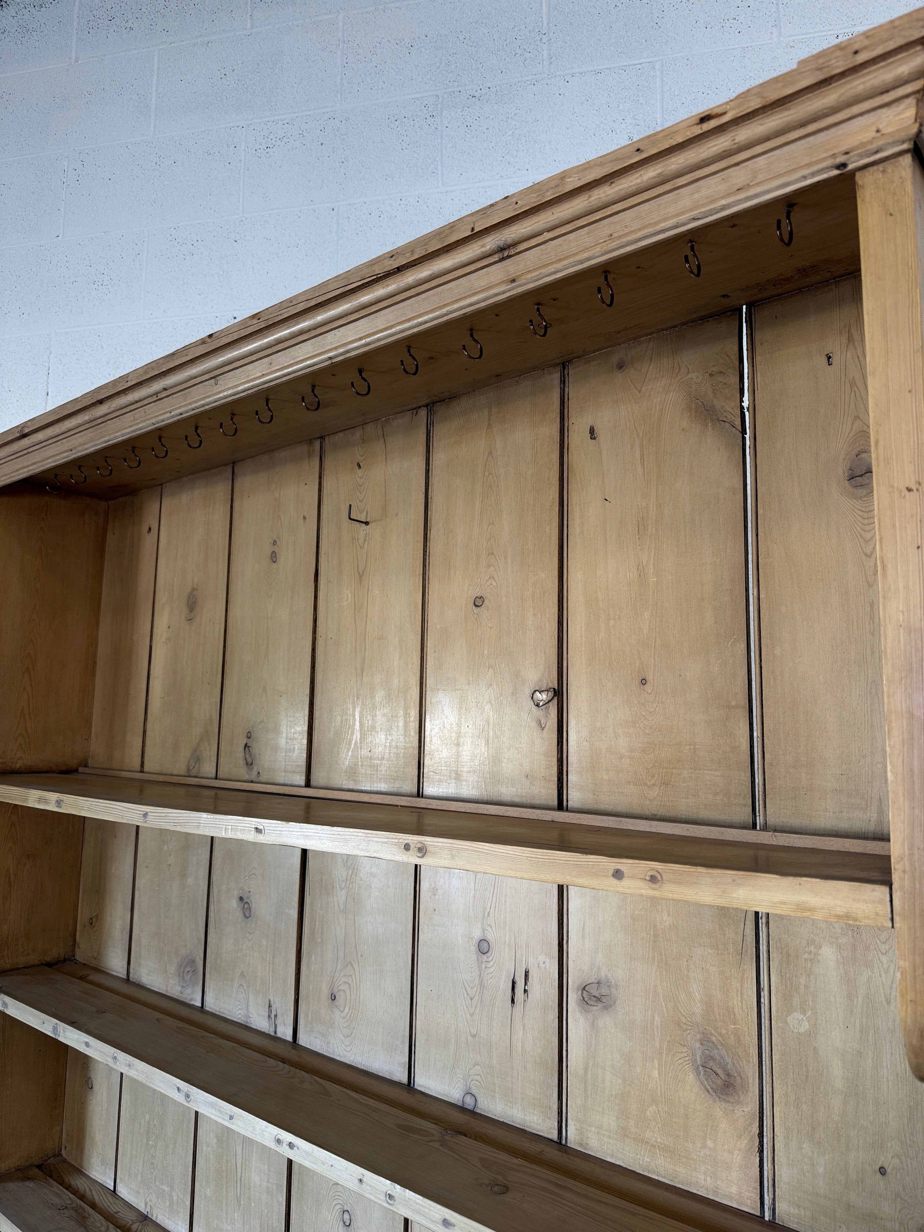Antique pine kitchen dresser (English) with potboard base
