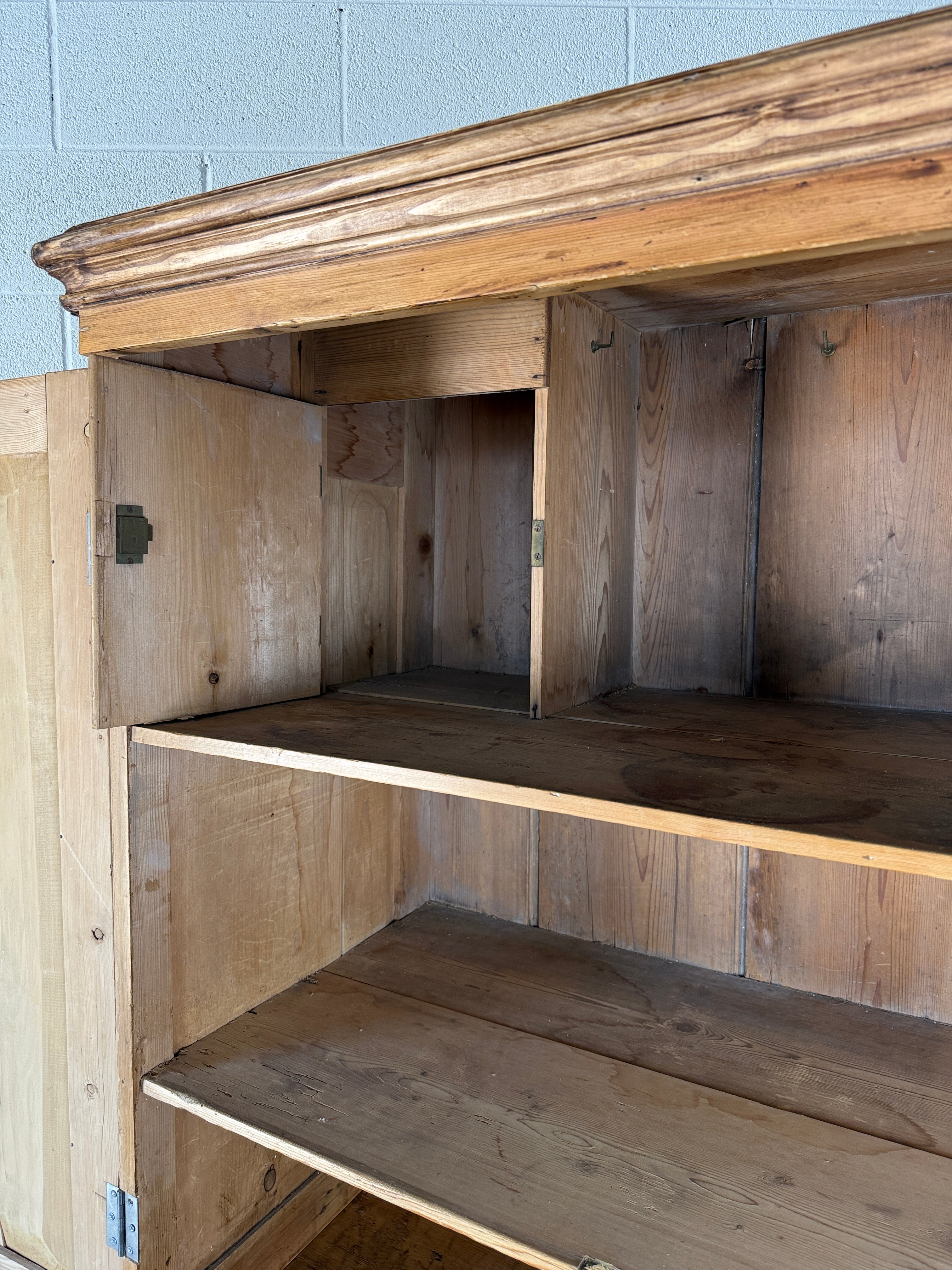 Narrow antique English pine press or cupboard