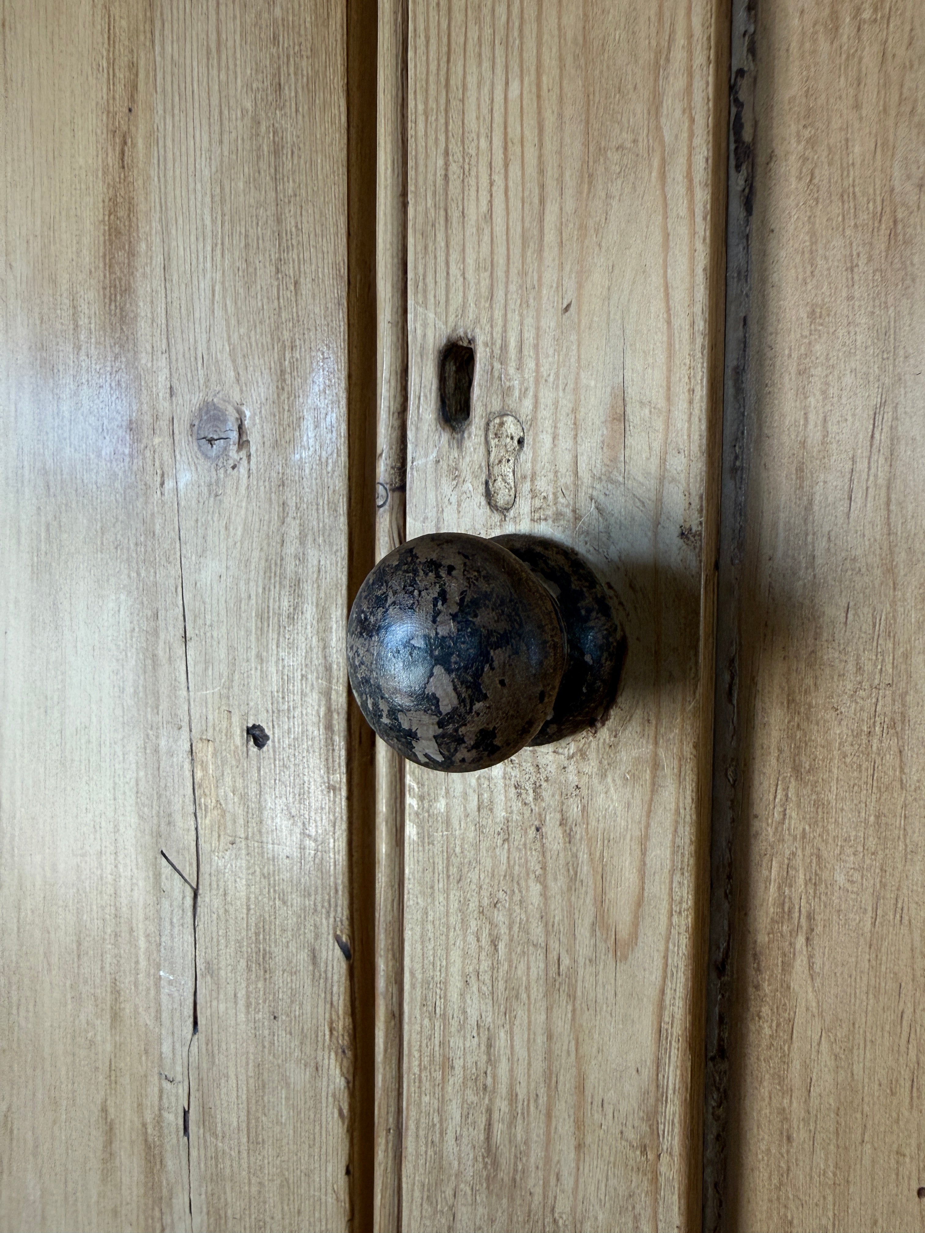 Narrow antique English pine press or cupboard