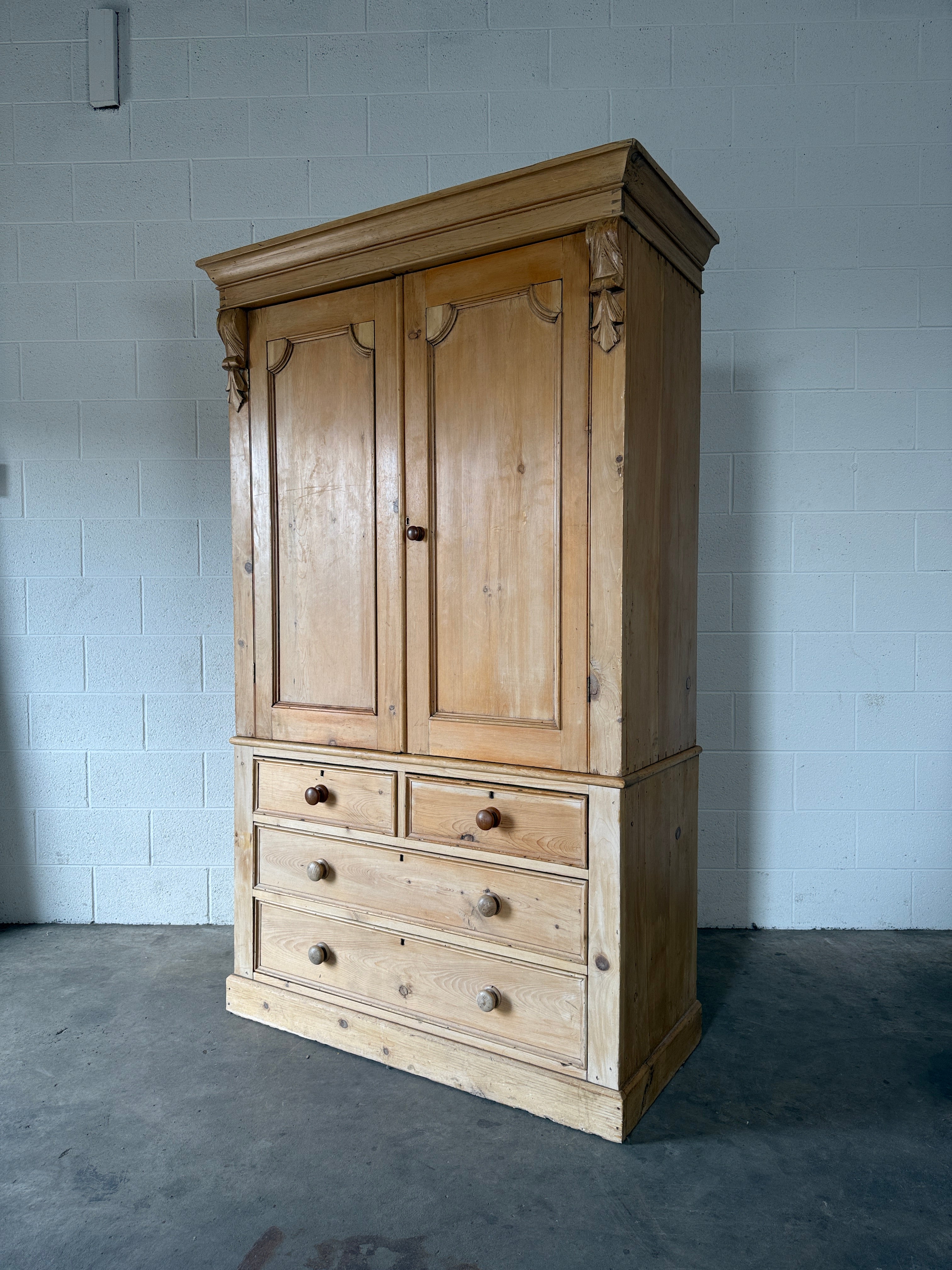 Beautiful Antique Pine Press with Corbel detail