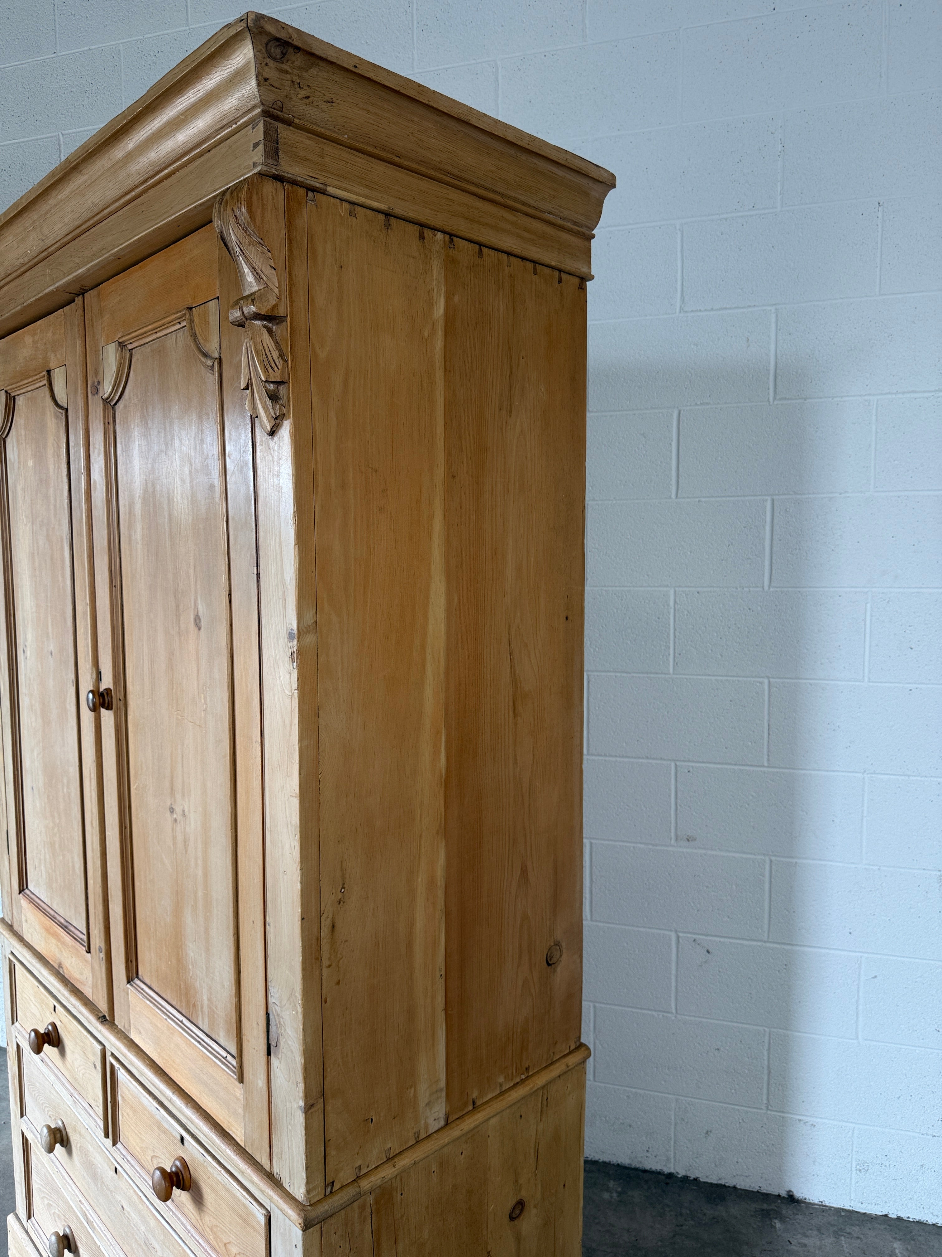 Beautiful Antique Pine Press with Corbel detail