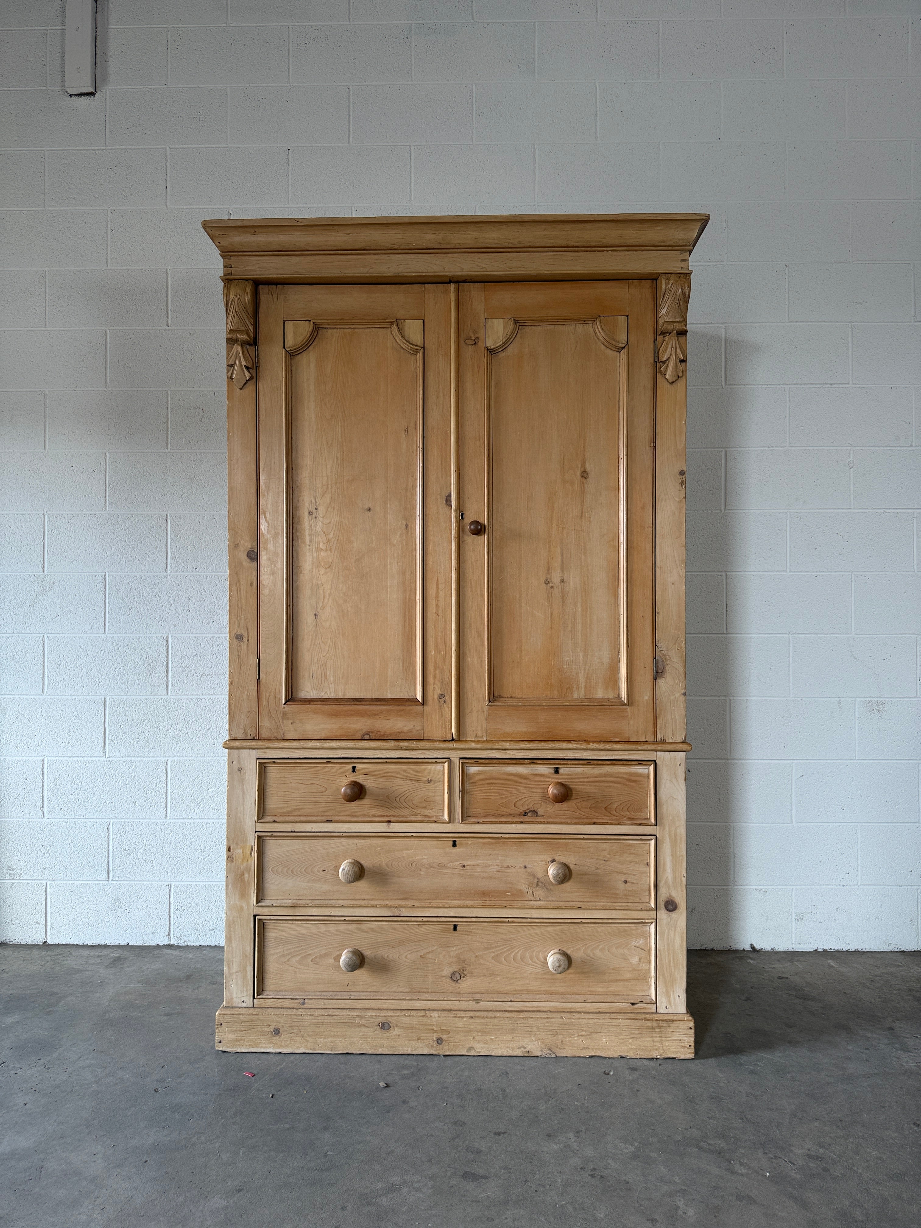 Beautiful Antique Pine Press with Corbel detail