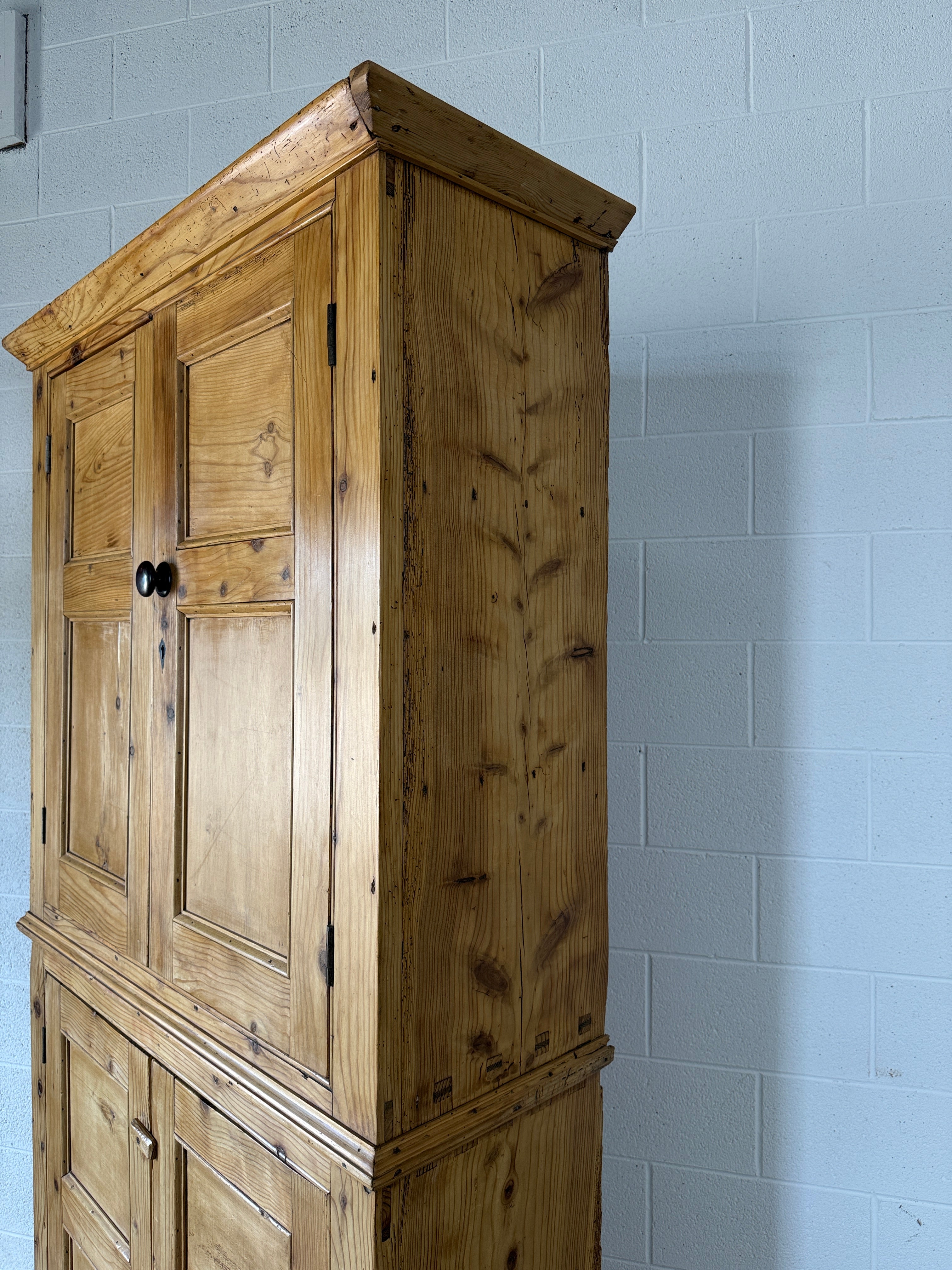 English Pine Housekeepers Cupboard with Blue Interior