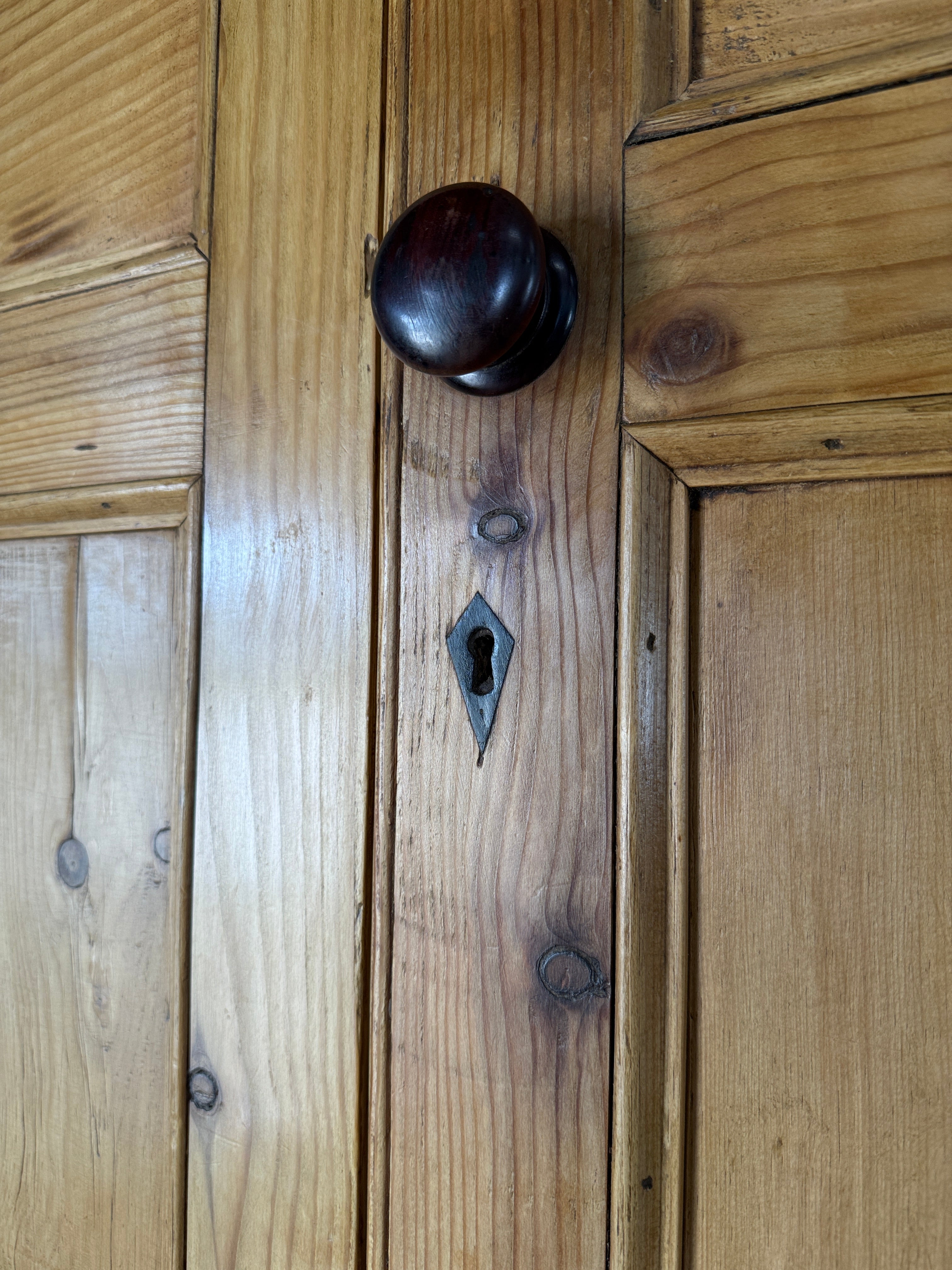 English Pine Housekeepers Cupboard with Blue Interior