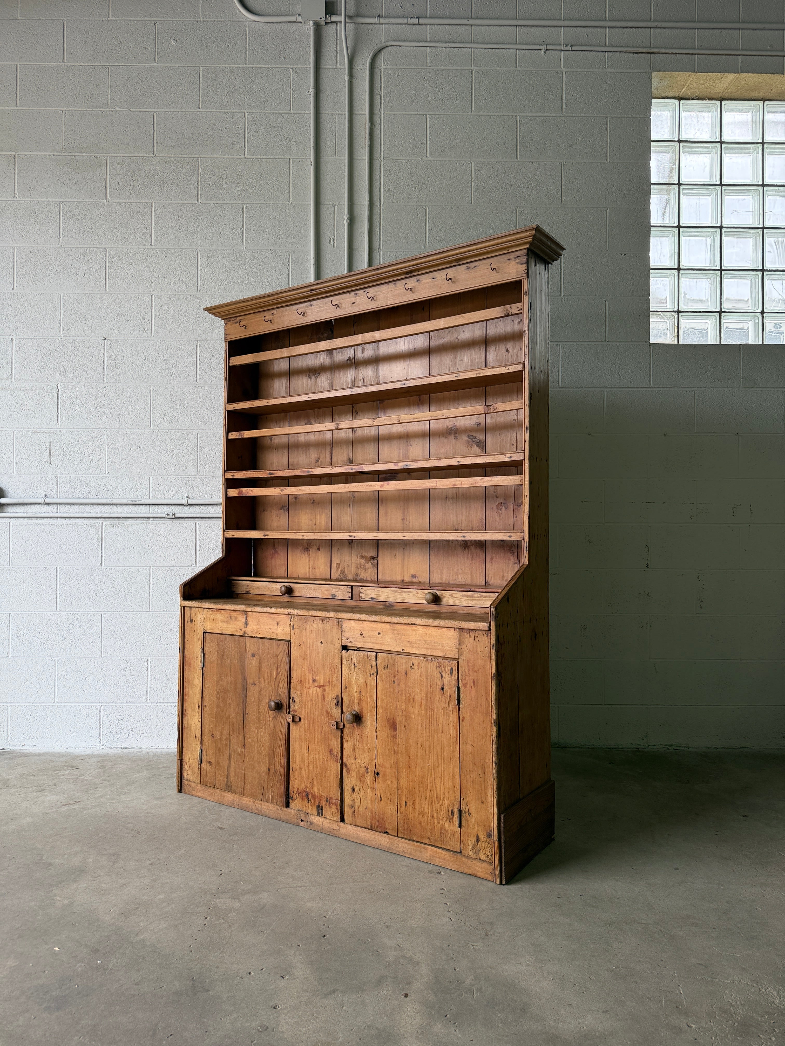 Primitive Irish antique kitchen dresser