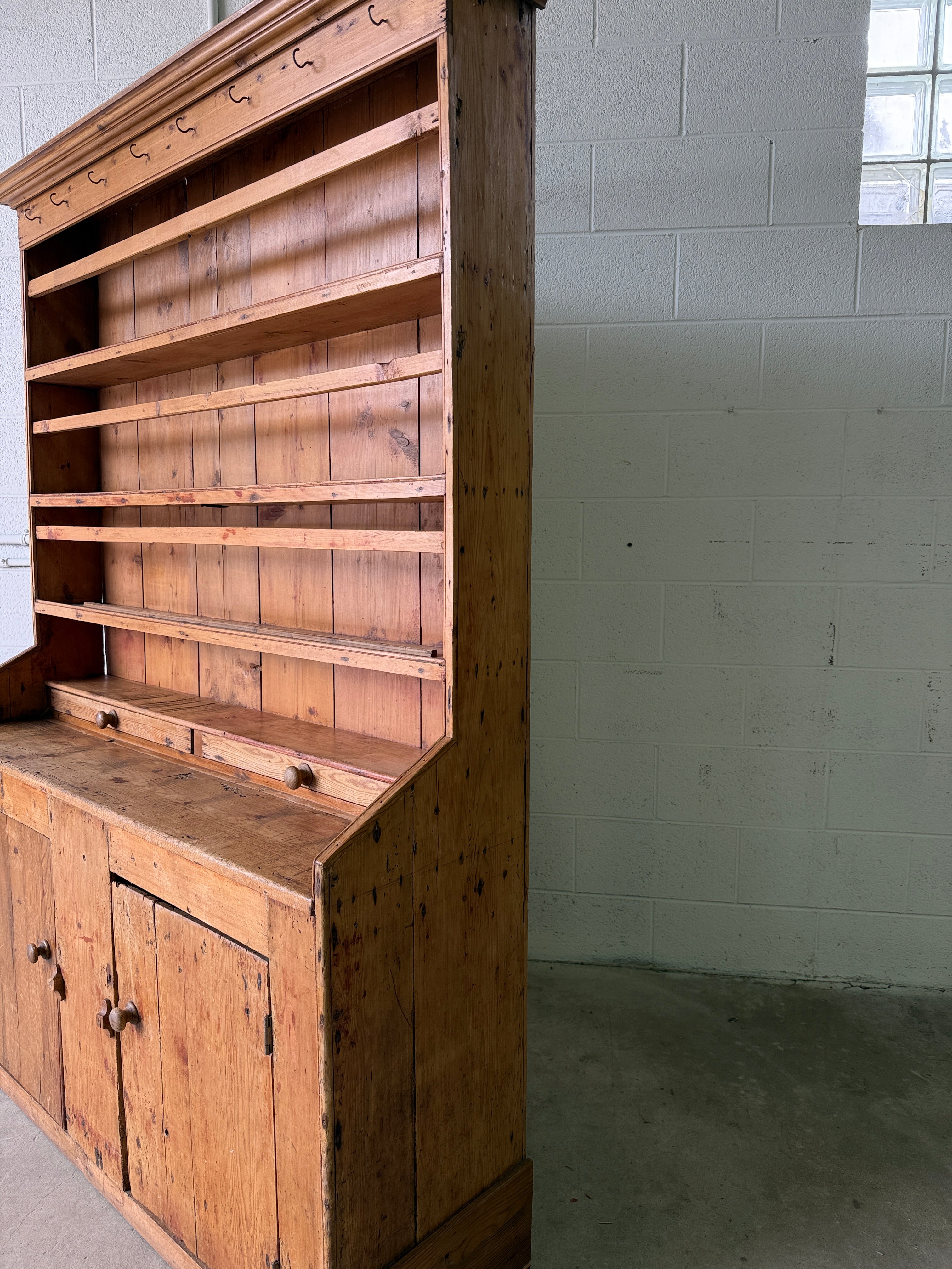 Primitive Irish antique kitchen dresser