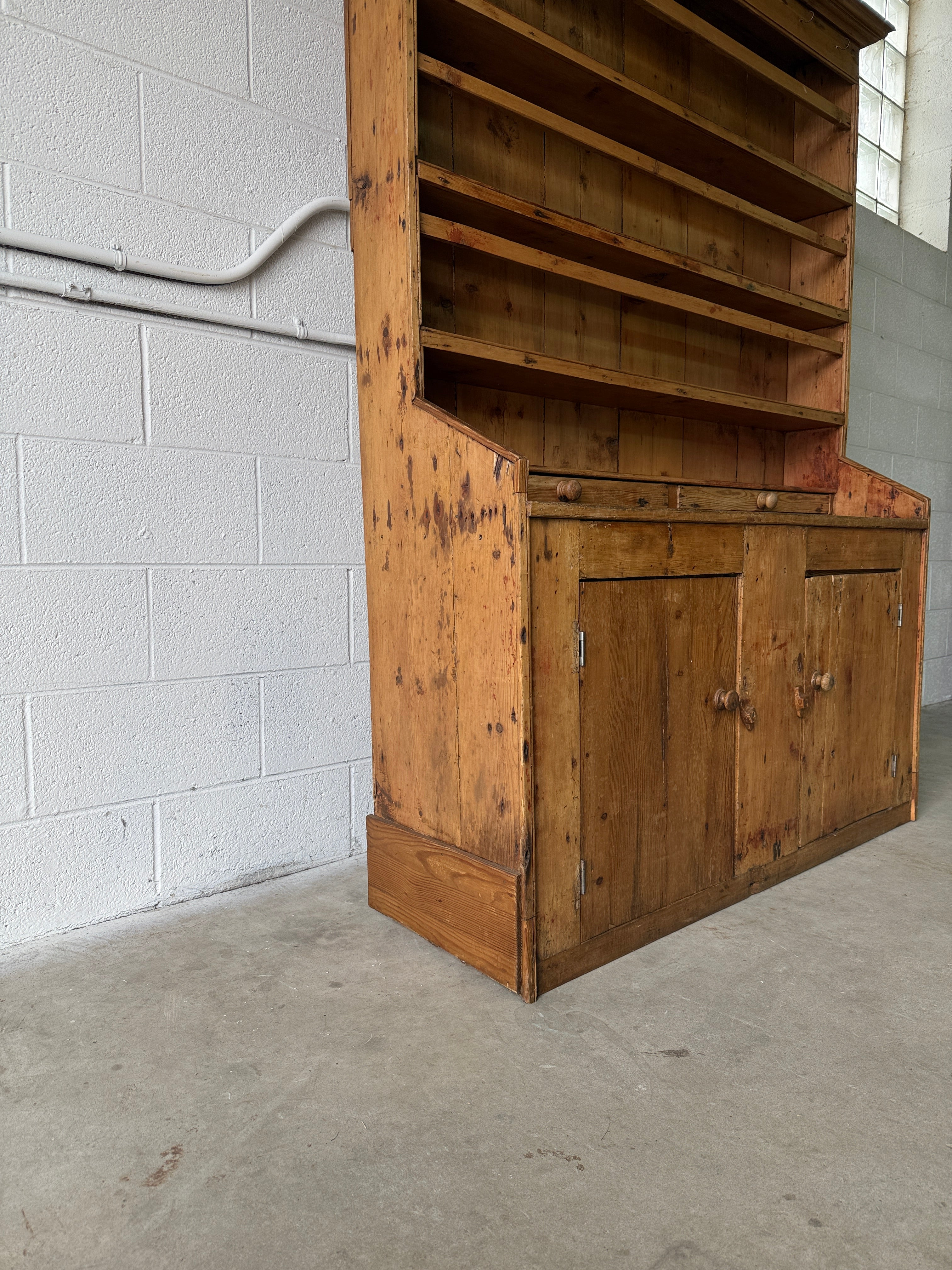 Primitive Irish antique kitchen dresser