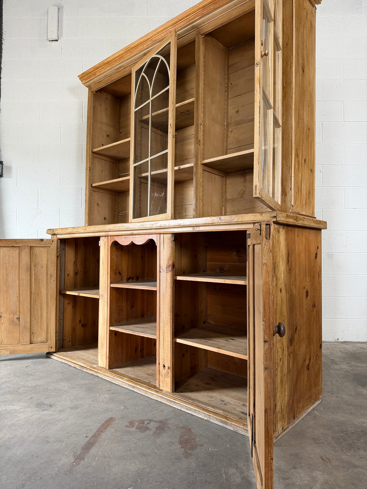 Antique Pine Display Cupboard