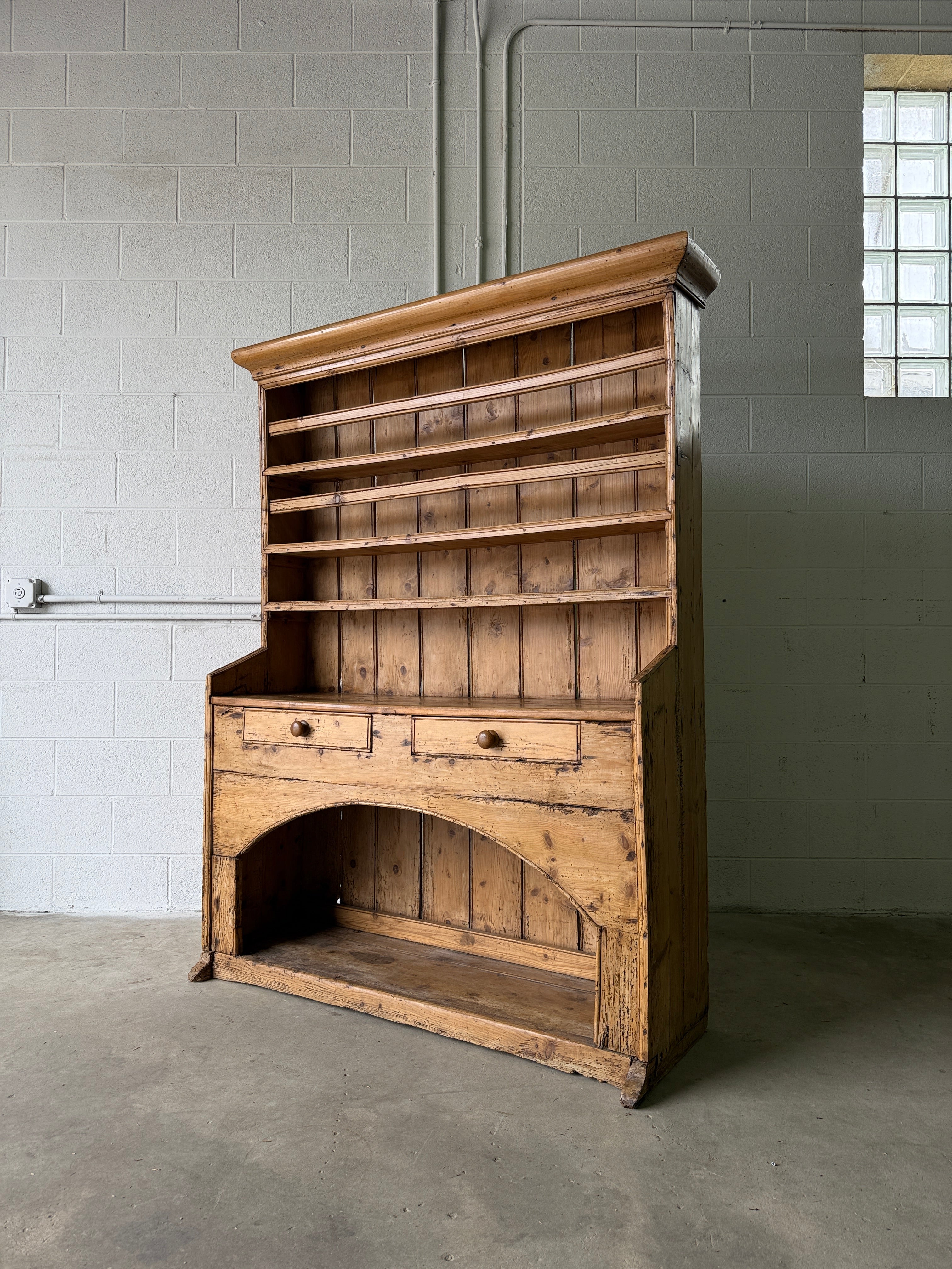 Antique Irish pine dog kennel kitchen dresser