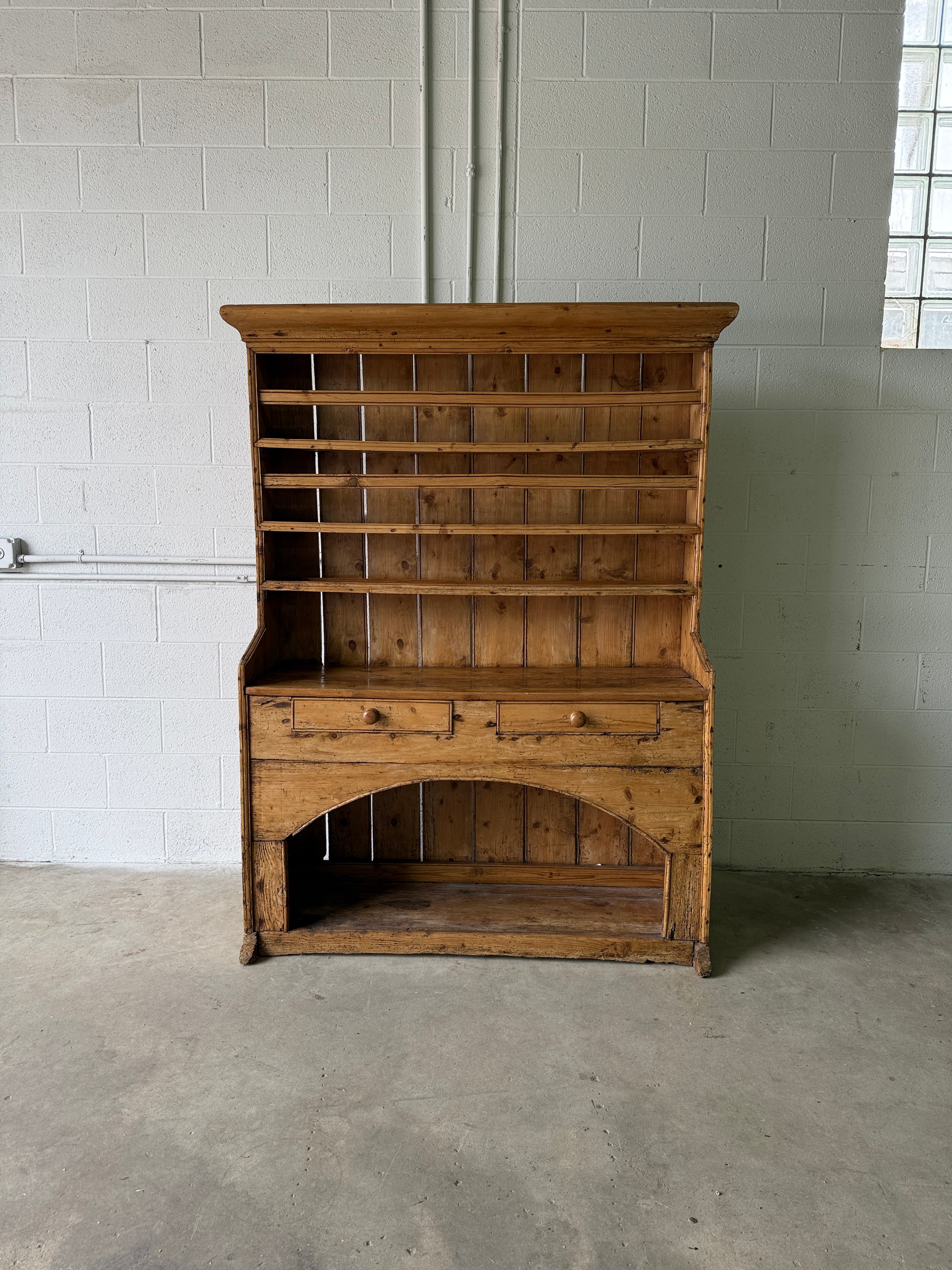 Antique Irish pine dog kennel kitchen dresser