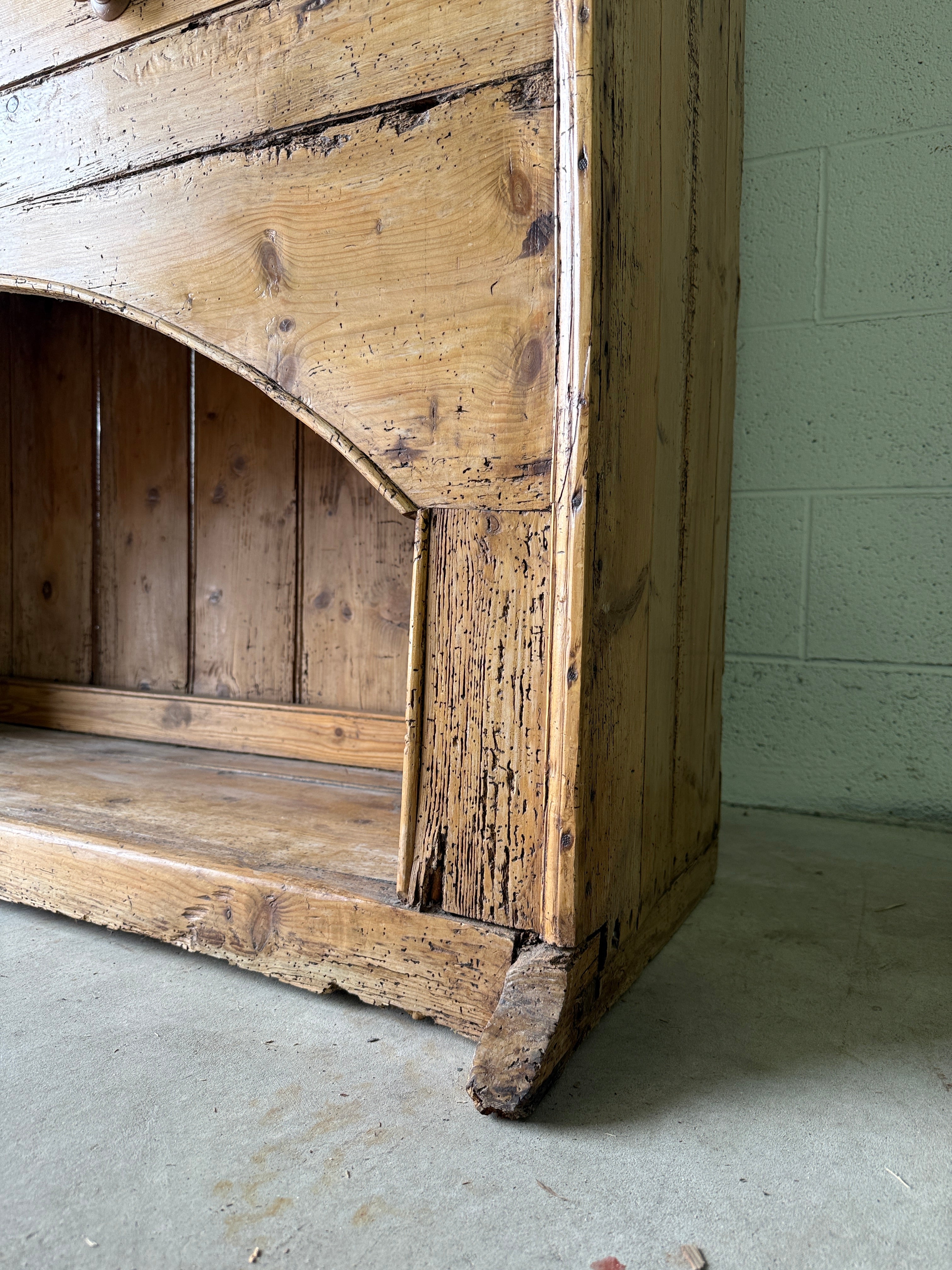 Antique Irish pine dog kennel kitchen dresser