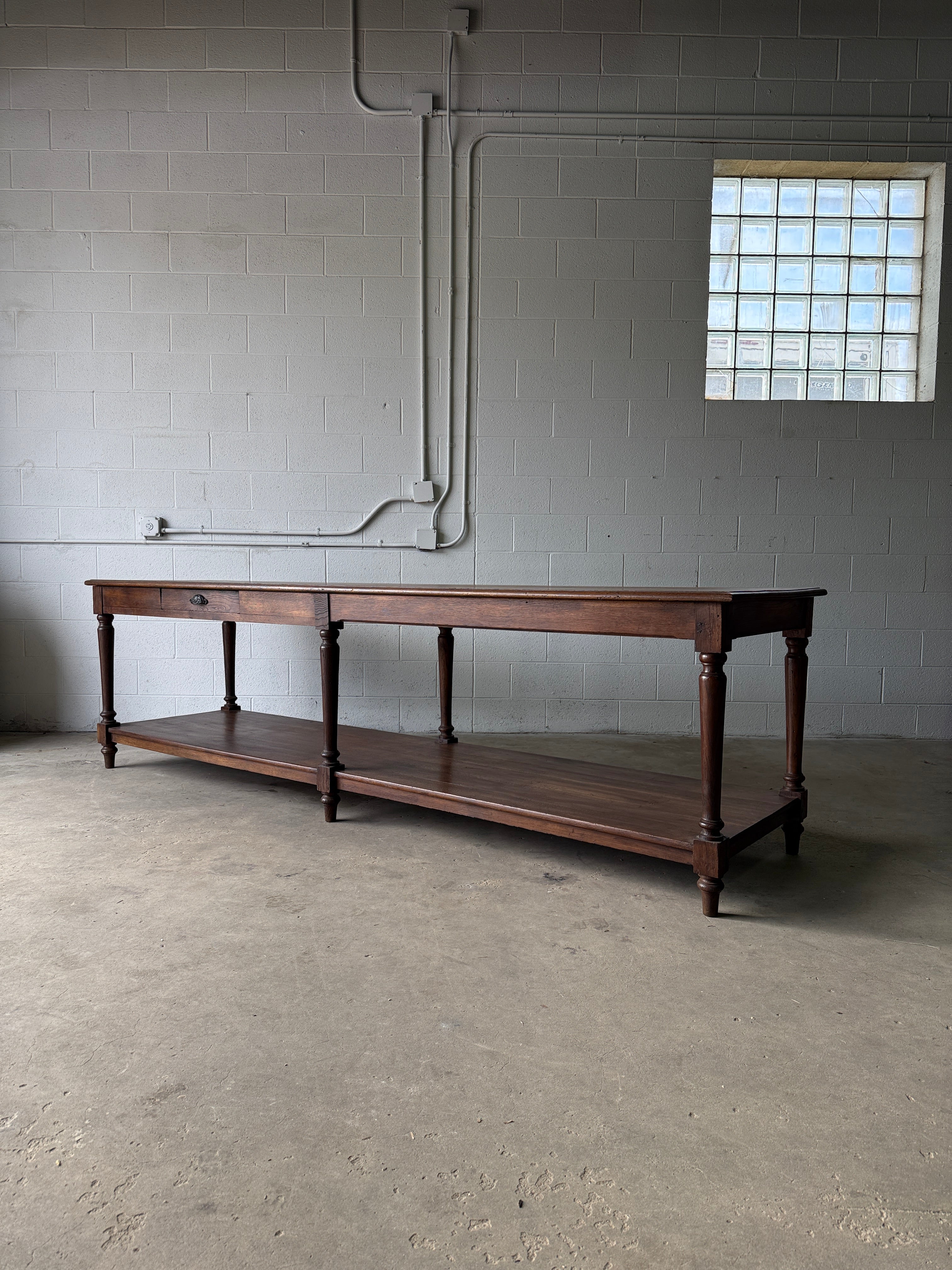 Antique Dutch drapers table with one drawer