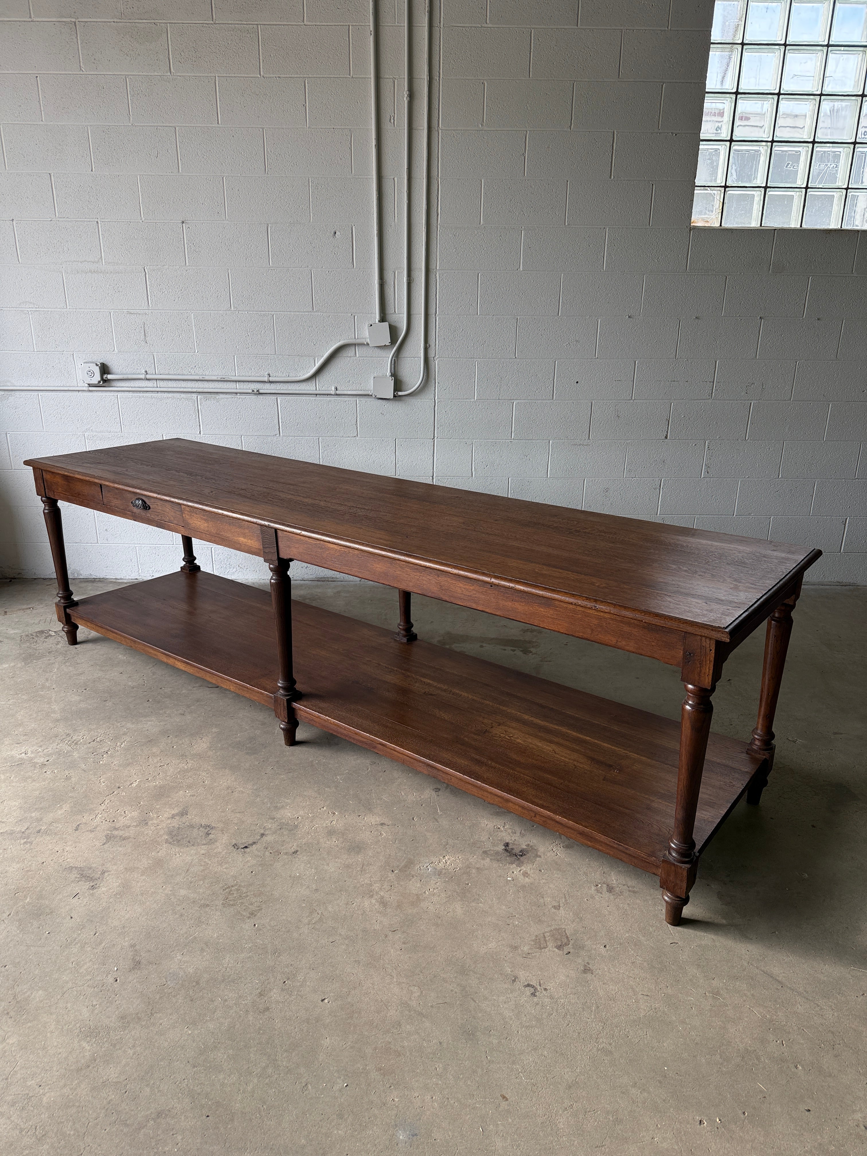 Antique Dutch drapers table with one drawer