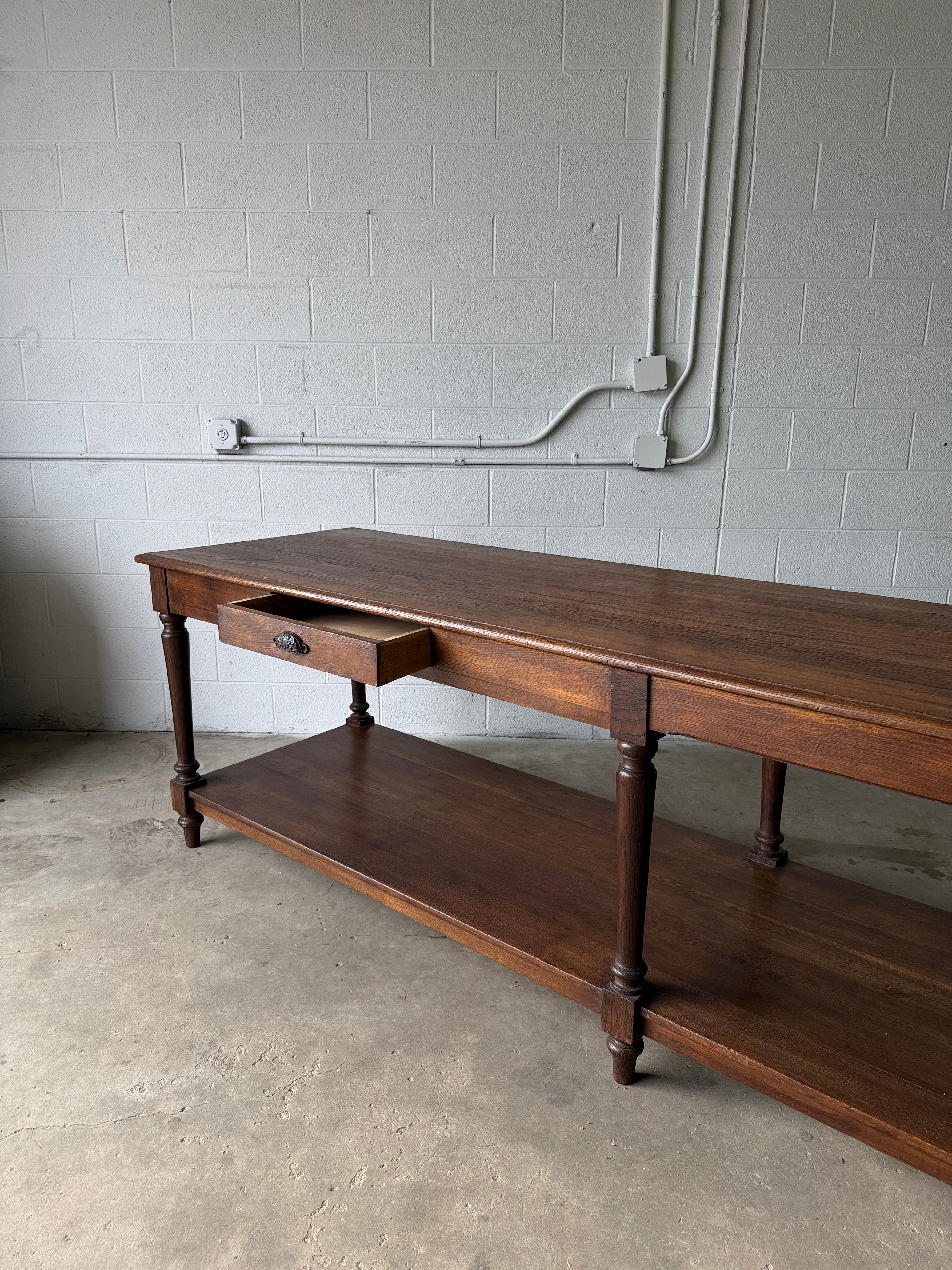 Antique Dutch drapers table with one drawer