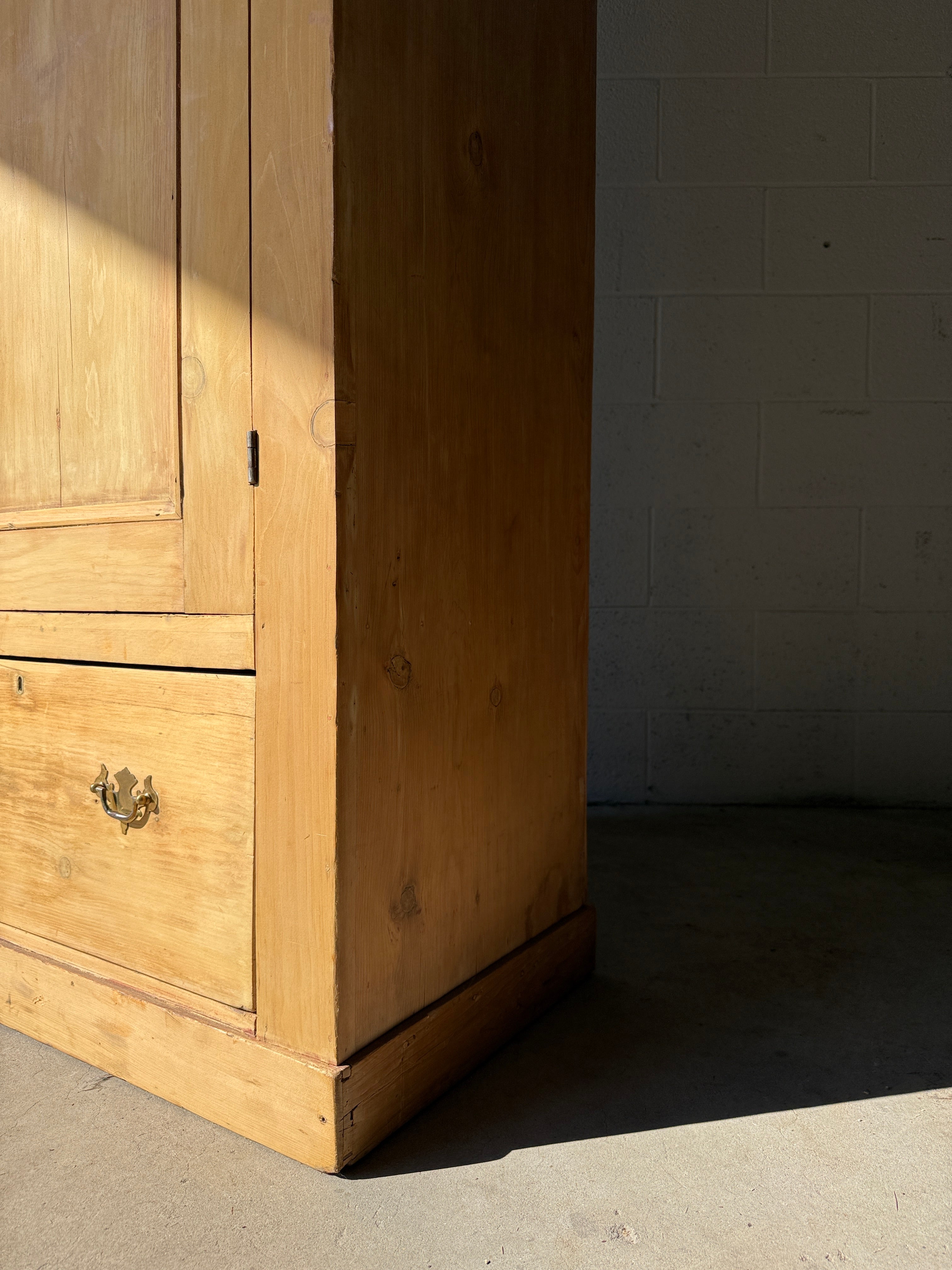 Antique pine single door wardrobe
