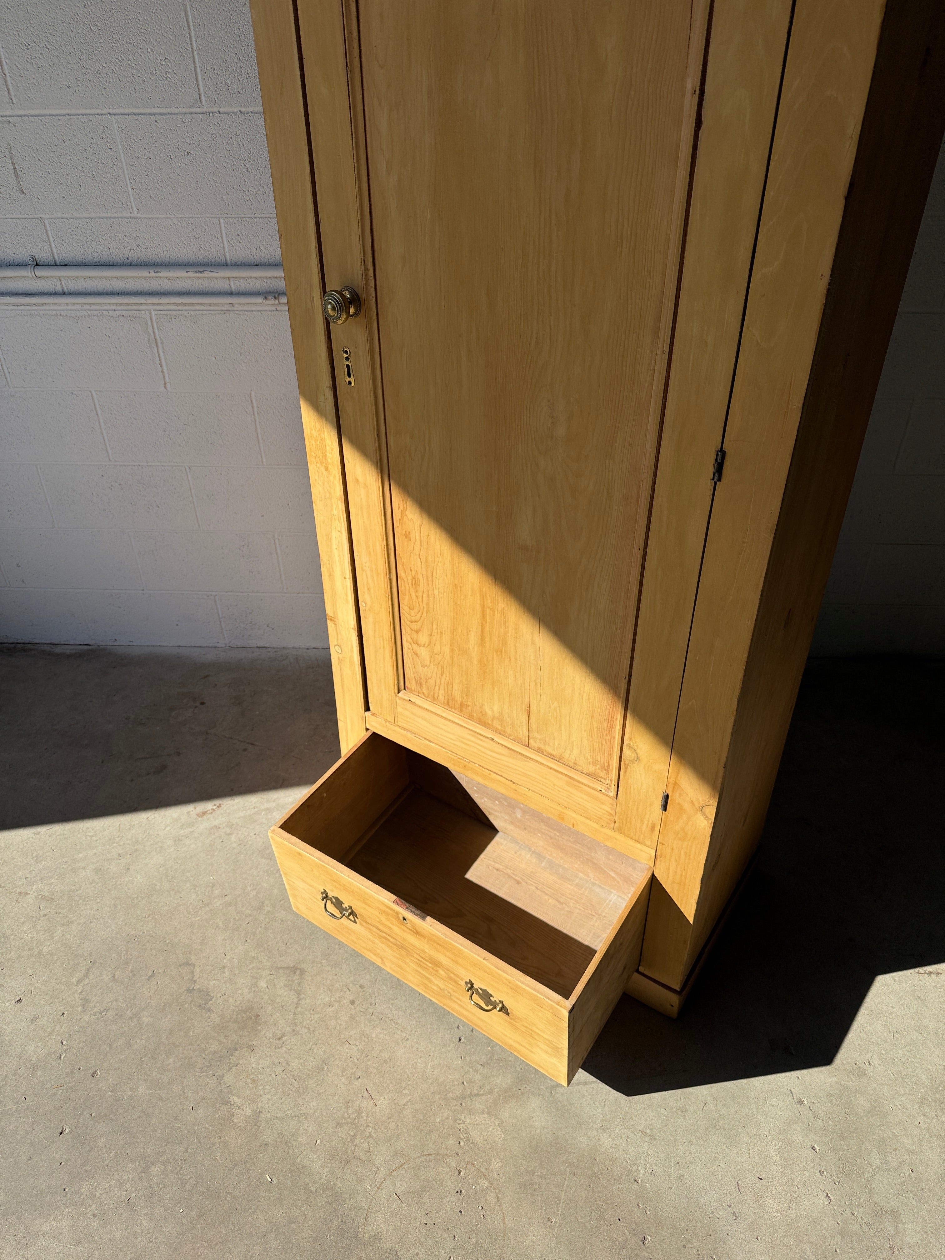 Antique pine single door wardrobe