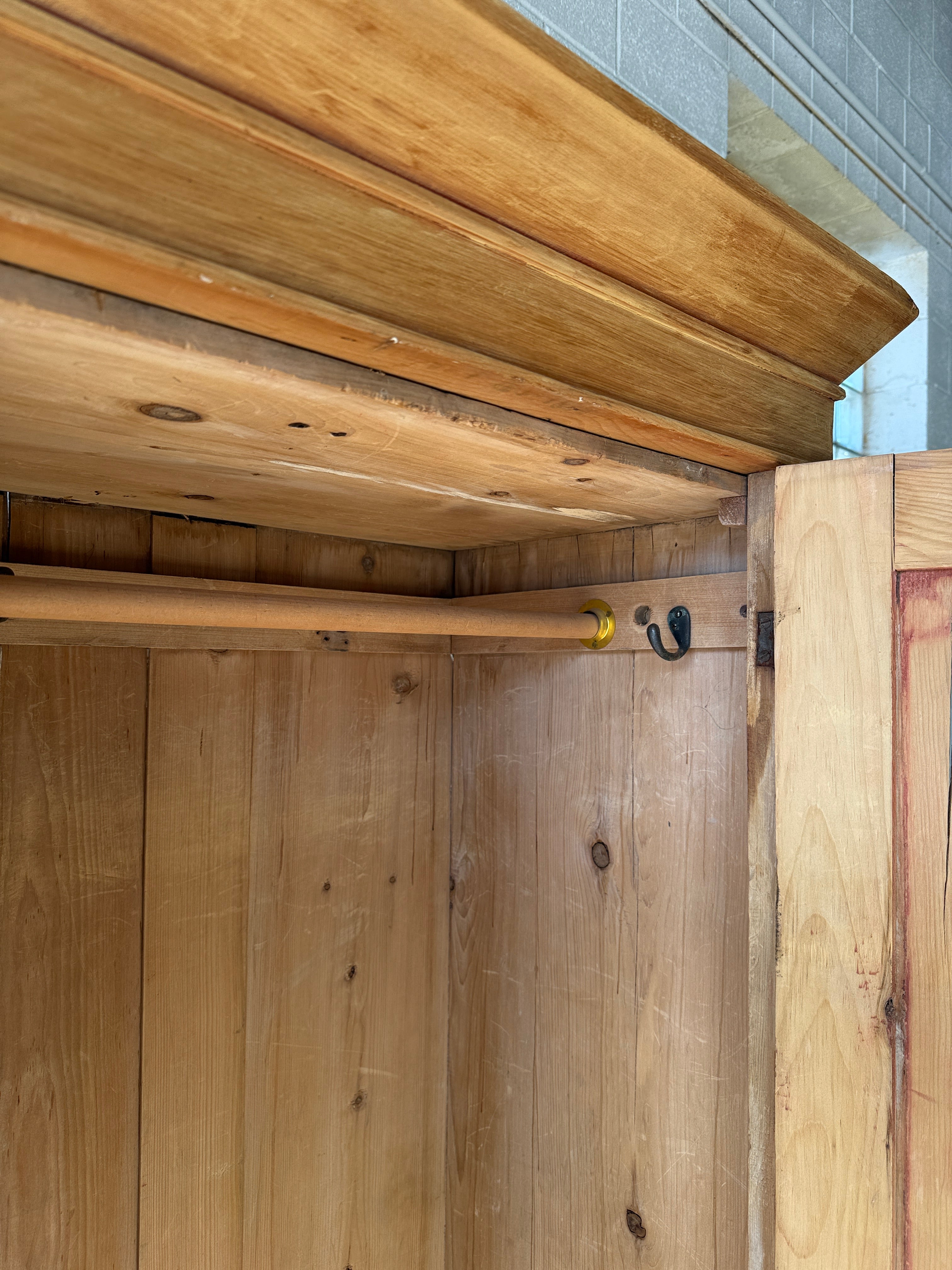 Antique pine single door wardrobe