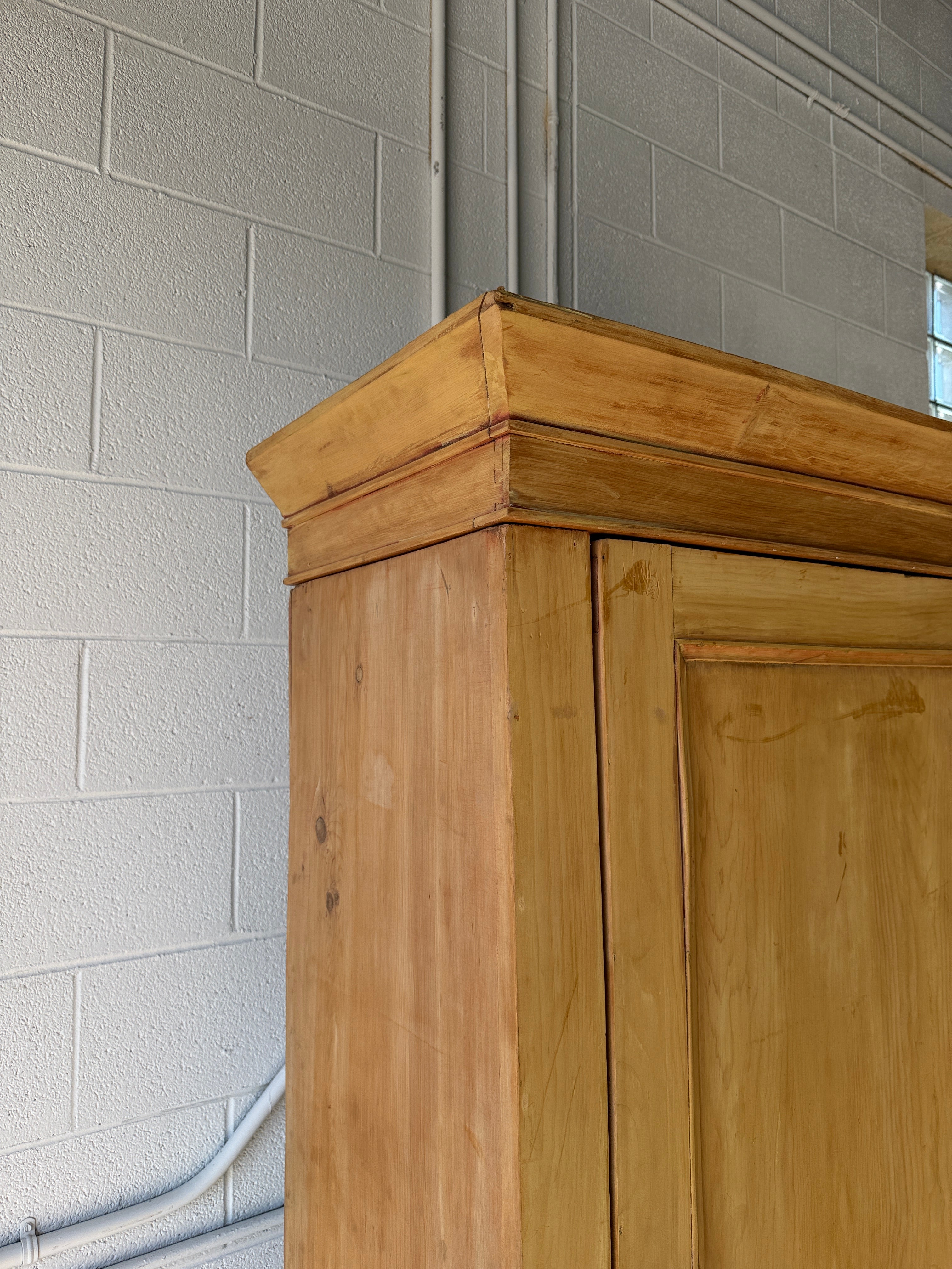 Antique pine single door wardrobe