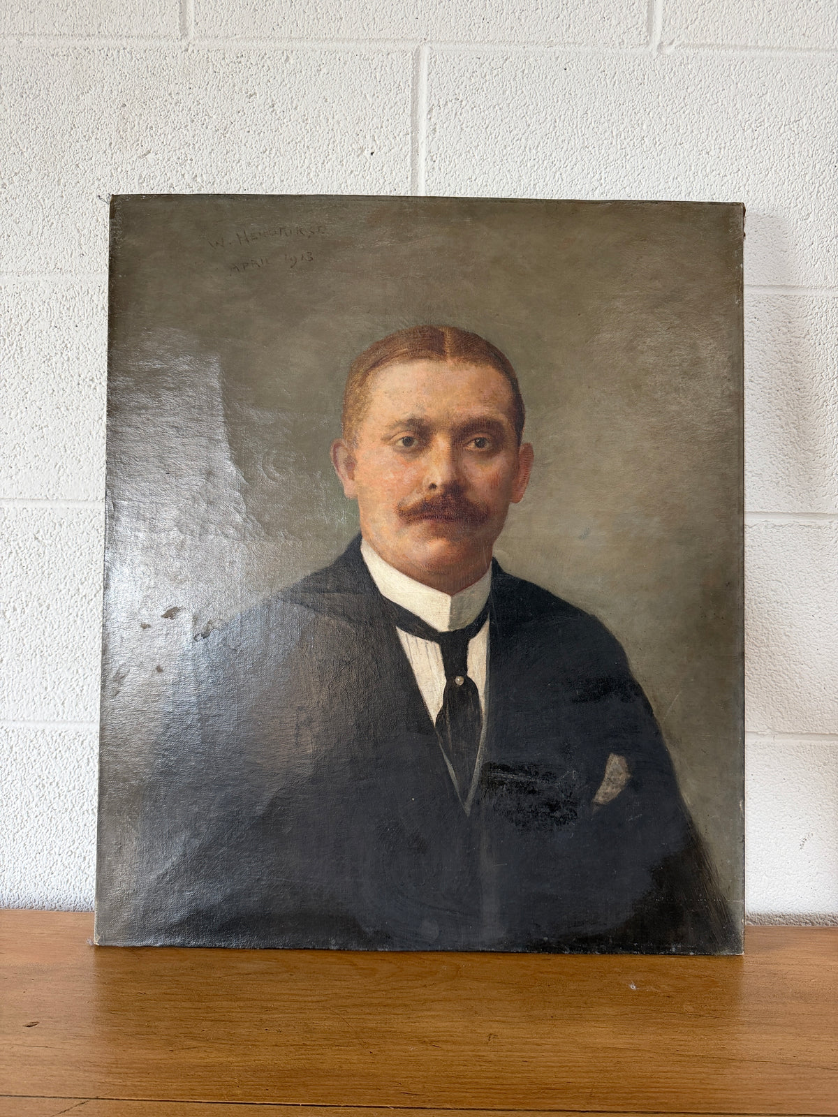 Pair of antique oil portraits