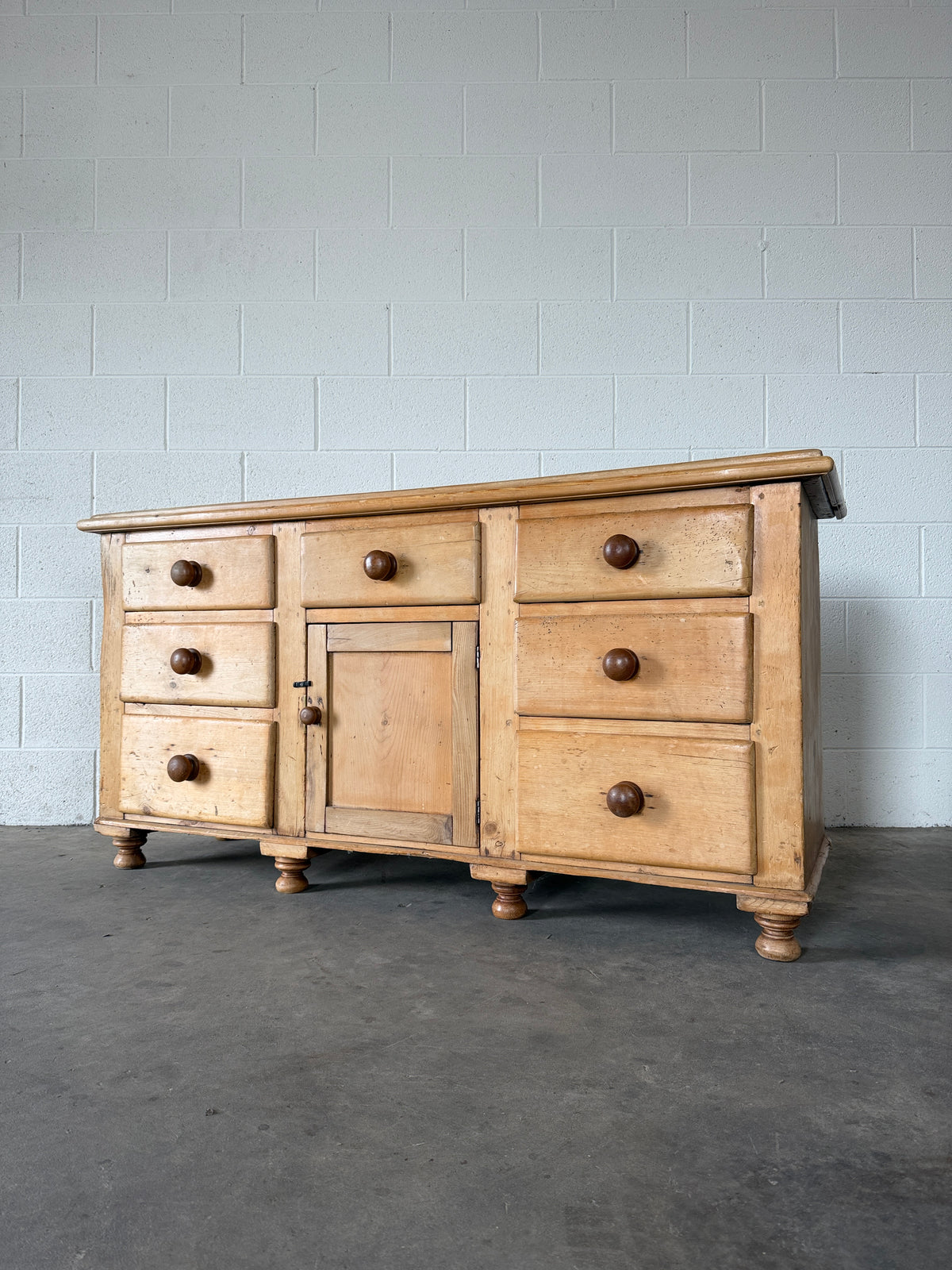 Classic English Pine Sideboard with Central Cupboard