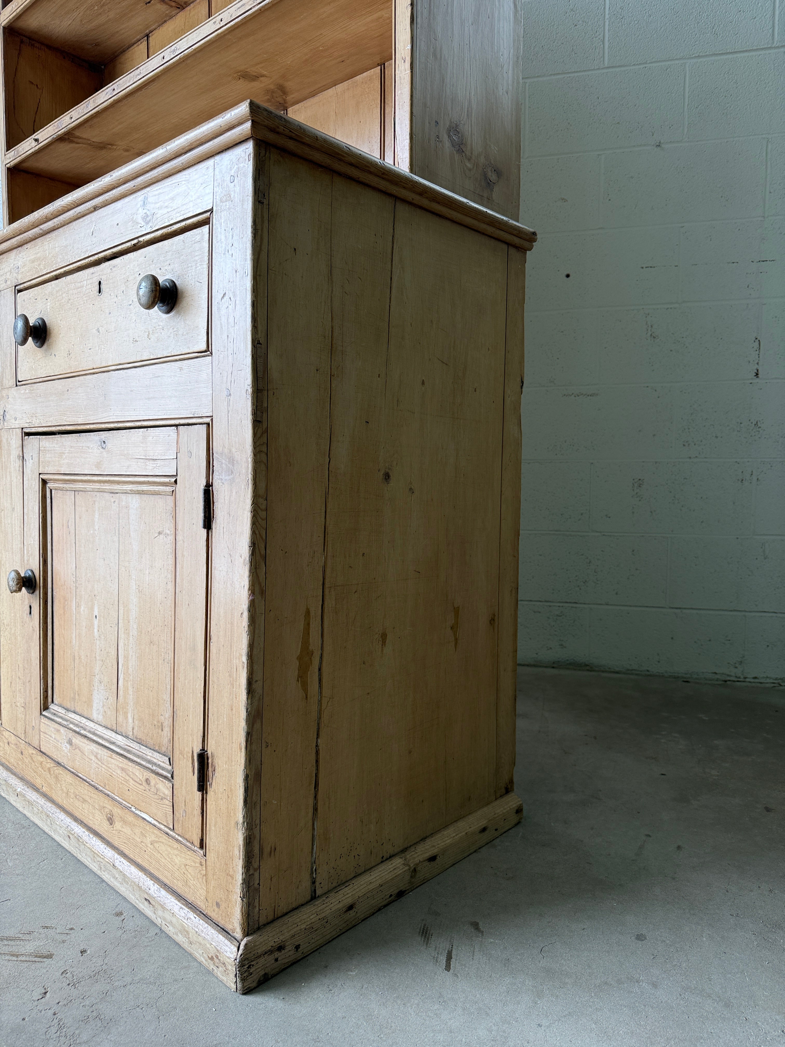Early Victorian English pine kitchen dresser