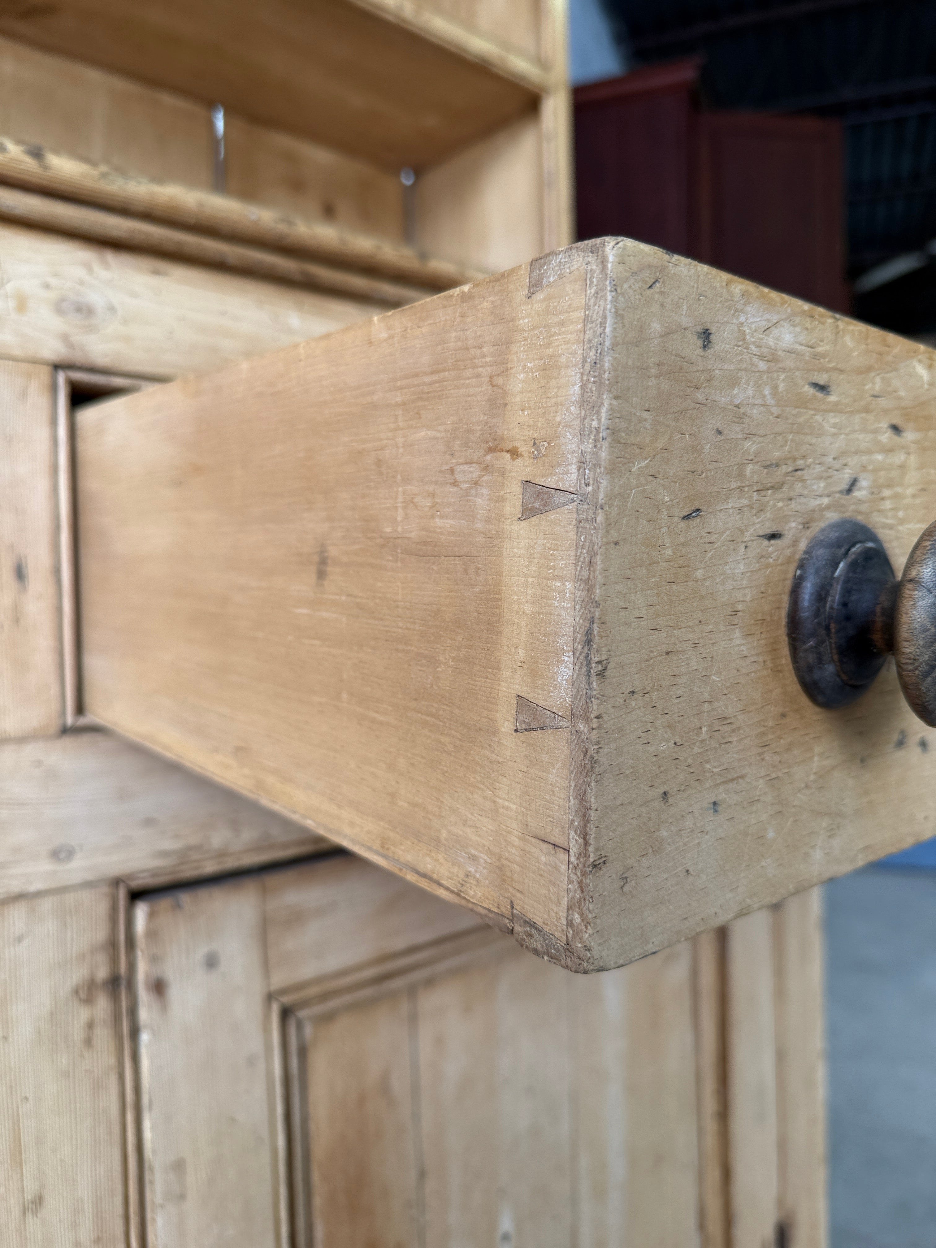 Early Victorian English pine kitchen dresser
