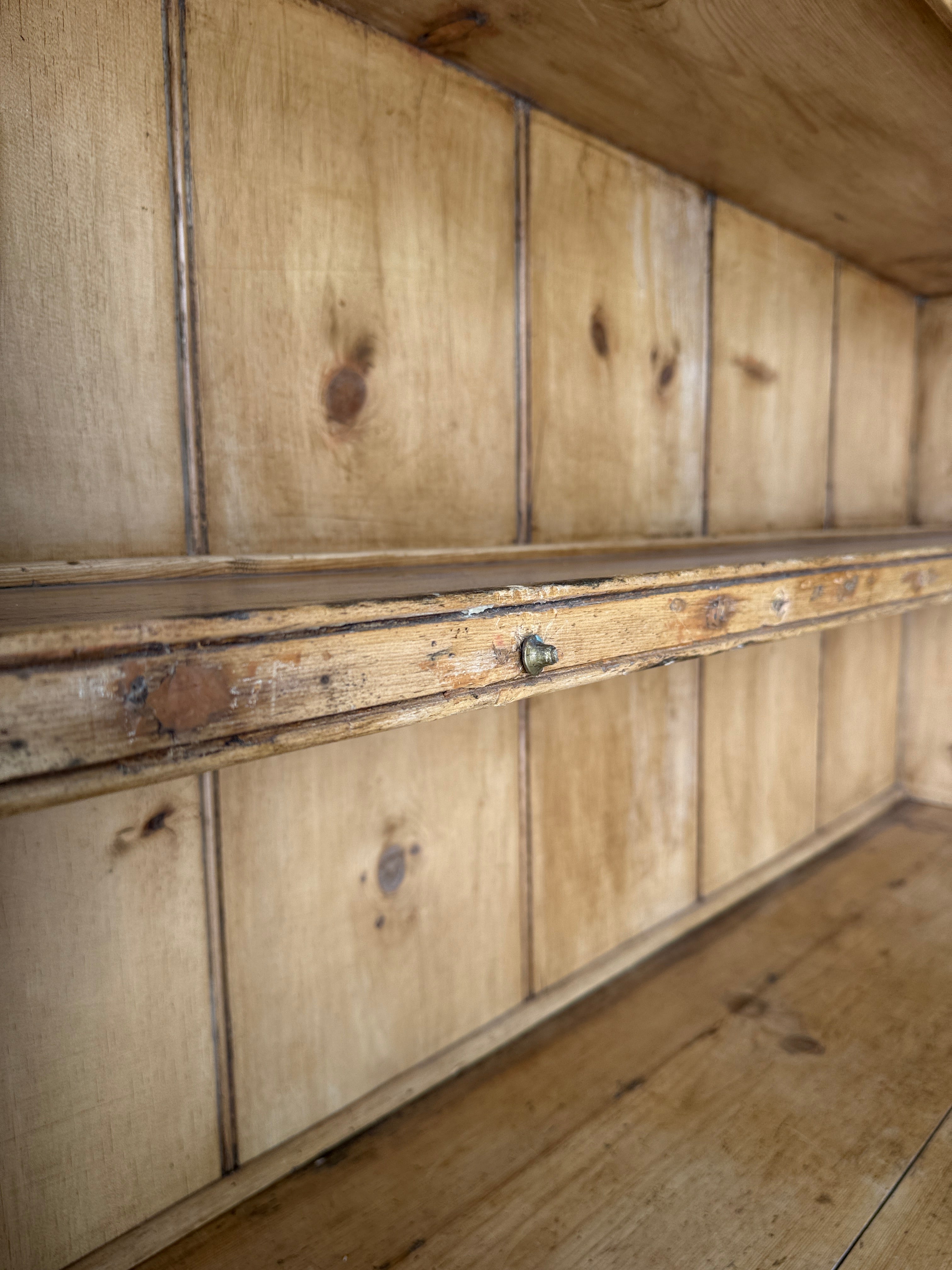 Early Victorian English pine kitchen dresser