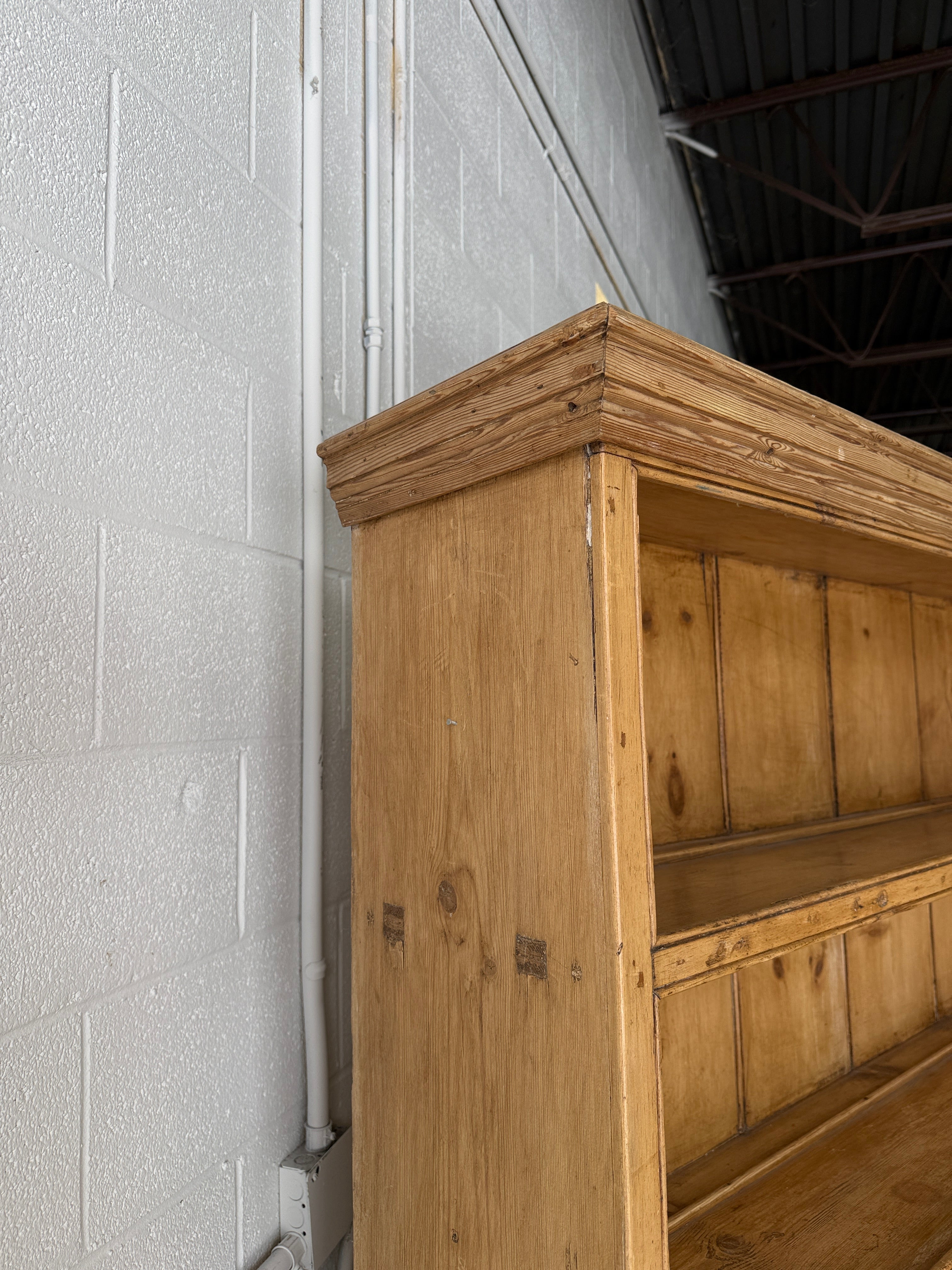 Early Victorian English pine kitchen dresser
