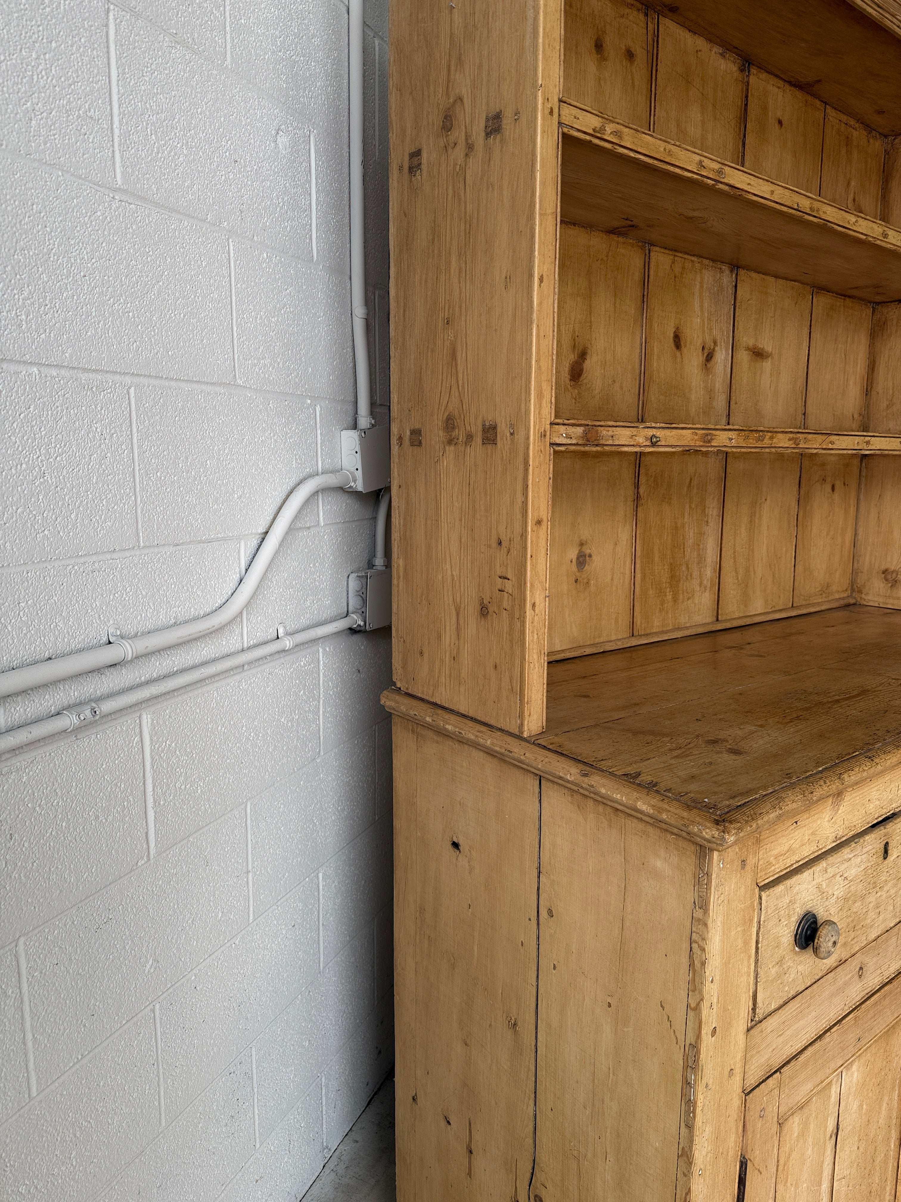 Early Victorian English pine kitchen dresser