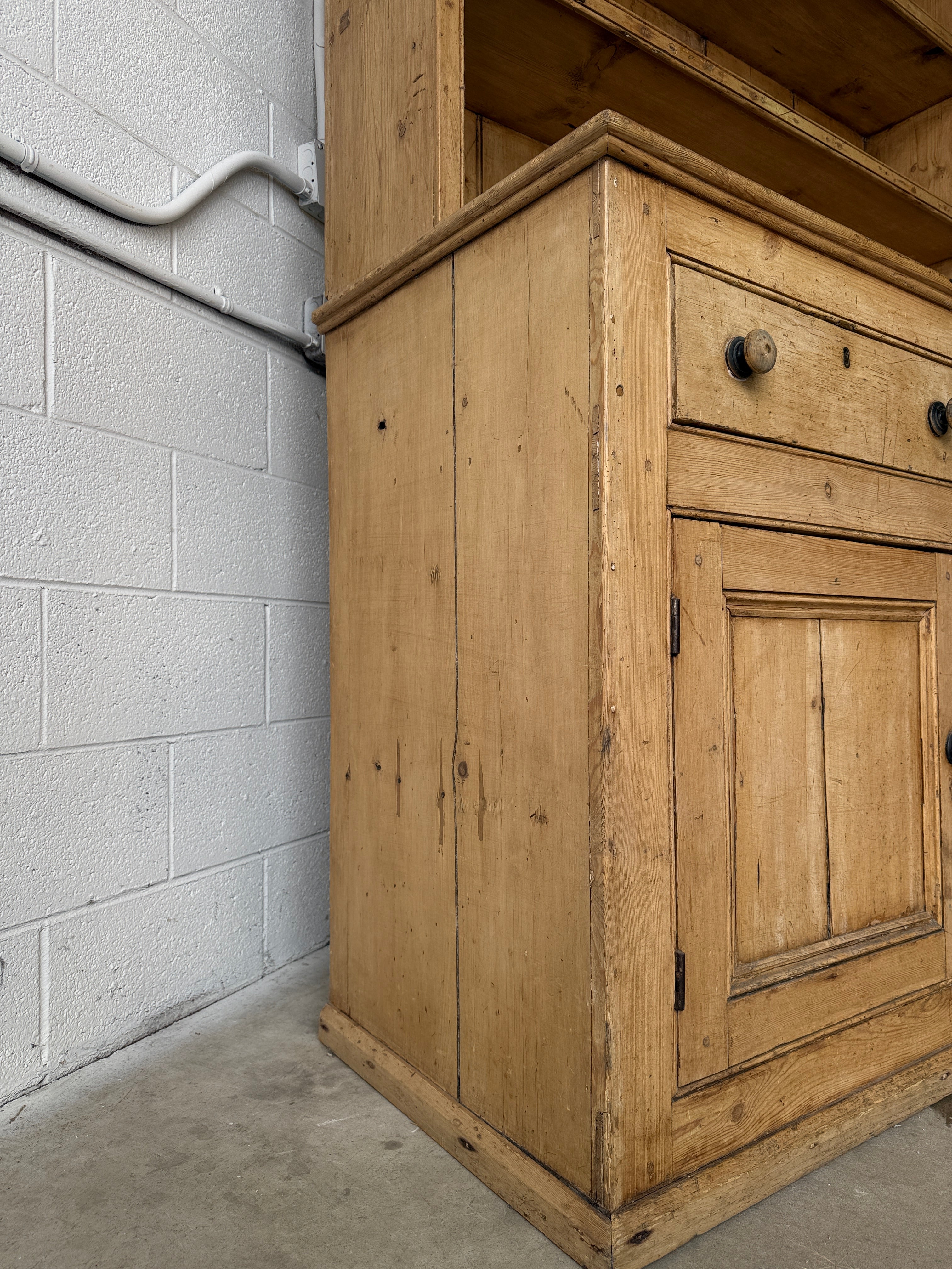 Early Victorian English pine kitchen dresser