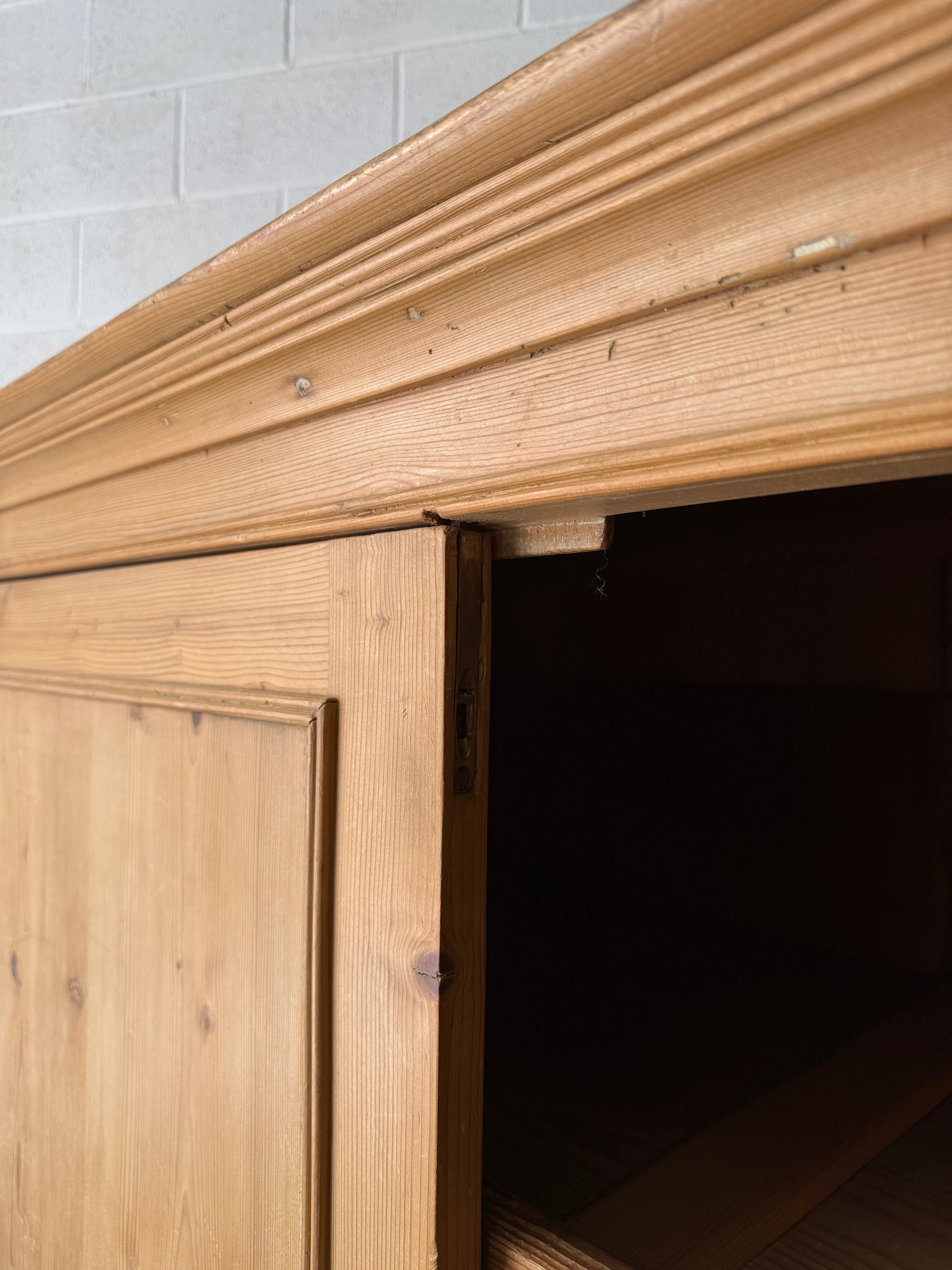 Antique pine linen press with working key