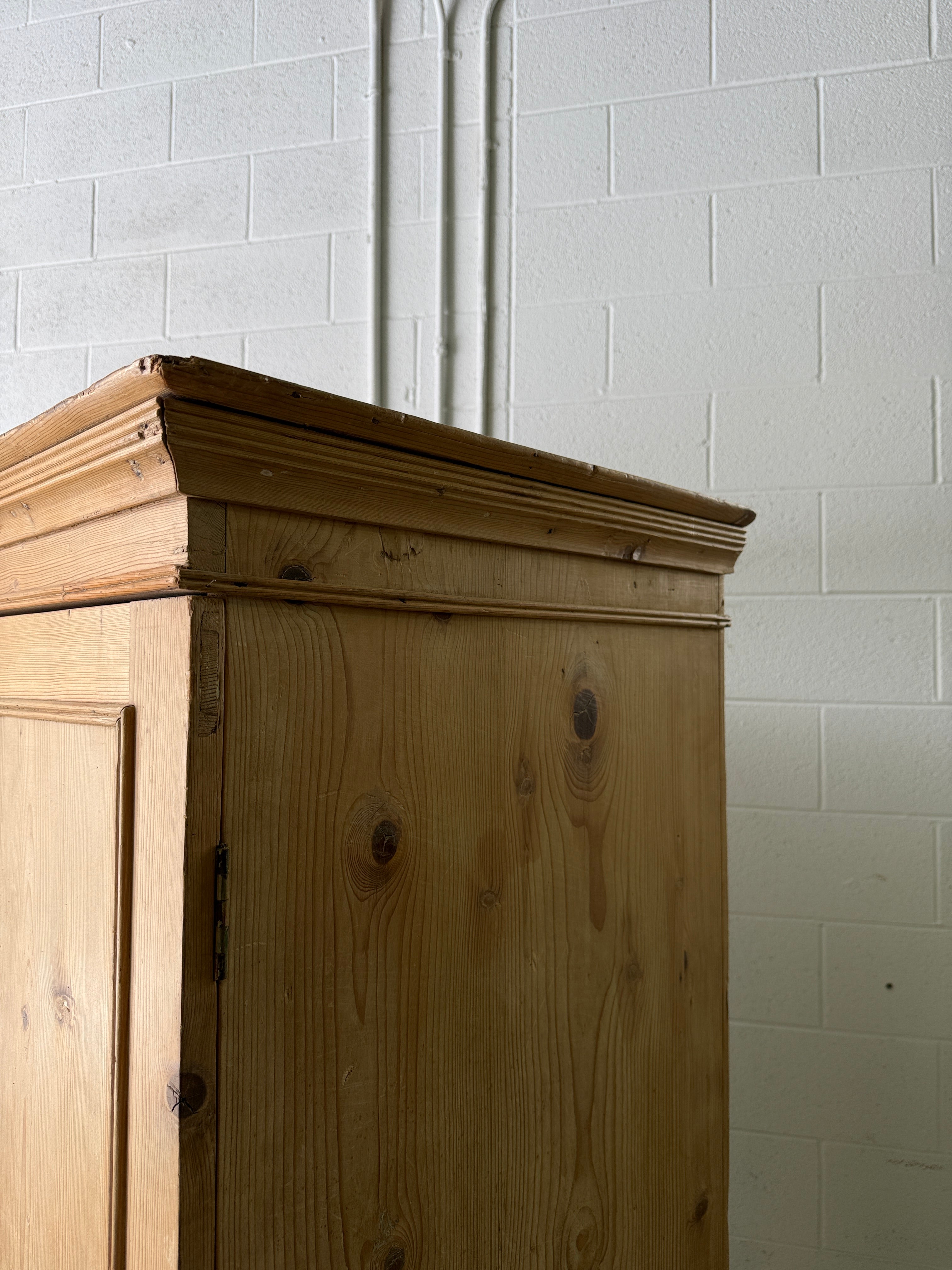 Antique pine linen press with working key