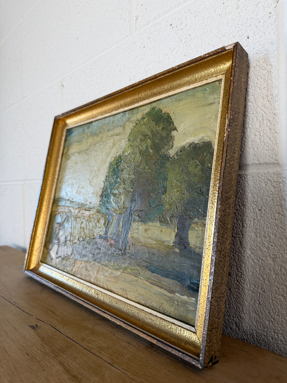 Antique oil painting - farmer working