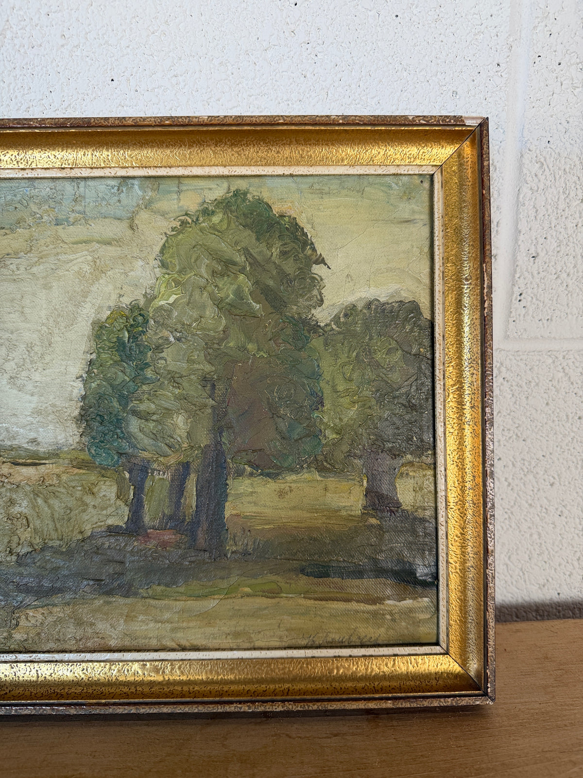 Antique oil painting - farmer working