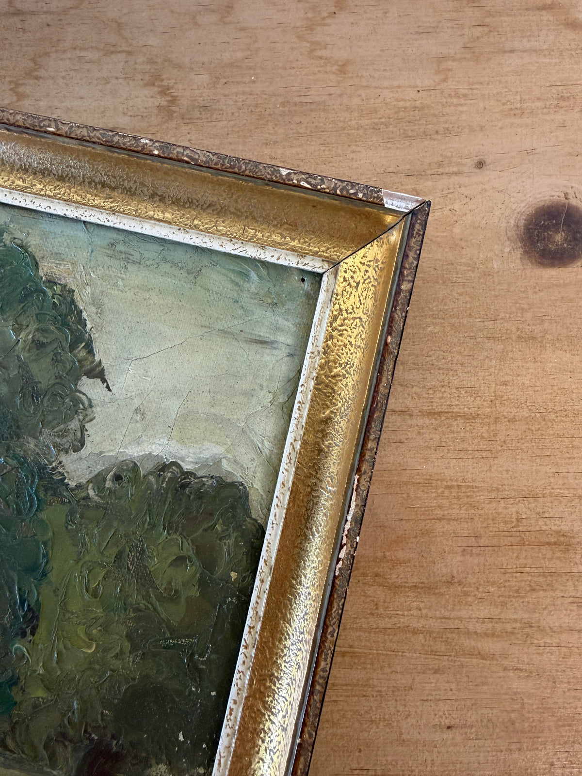 Antique oil painting - farmer working