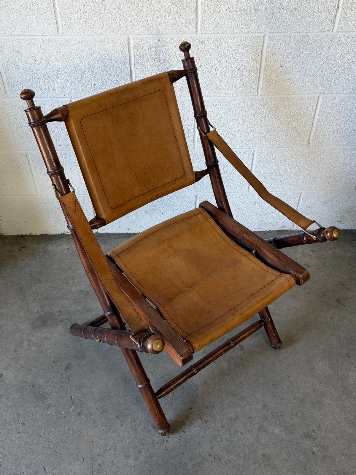 Vintage leather folding chair