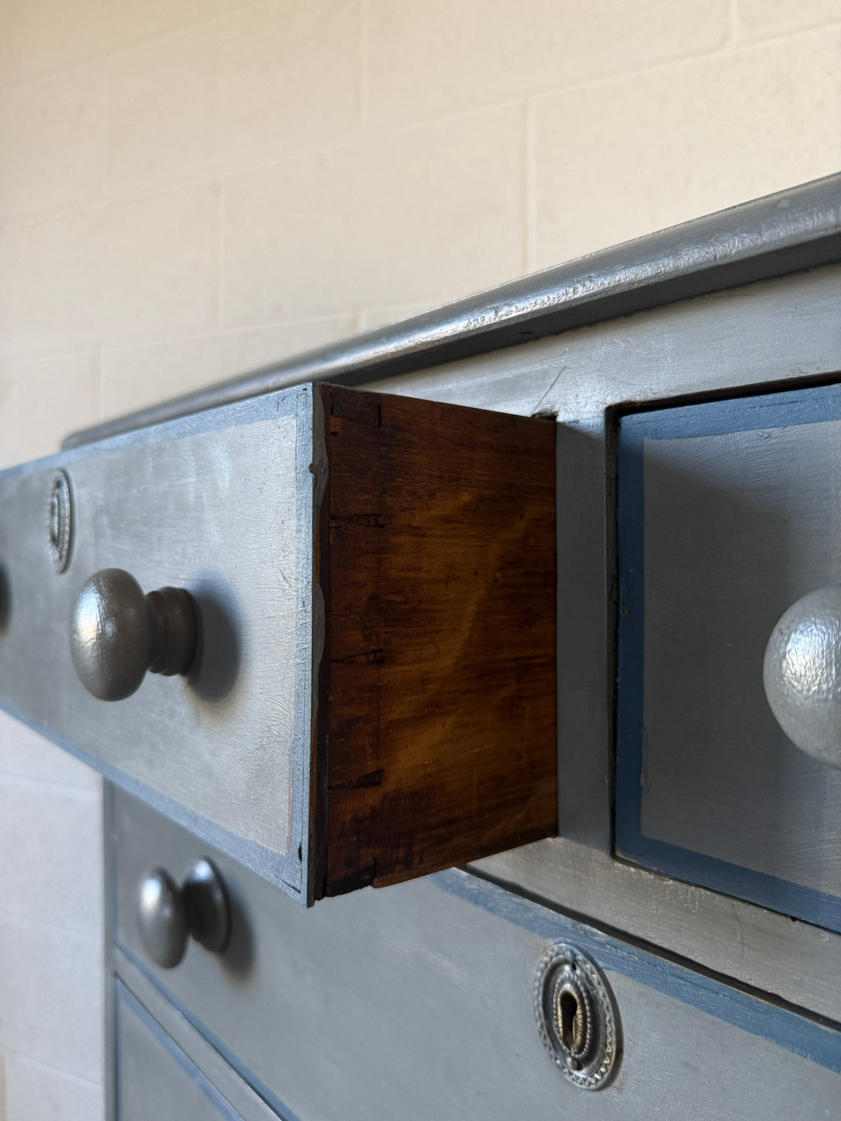Antique drawers painted blue