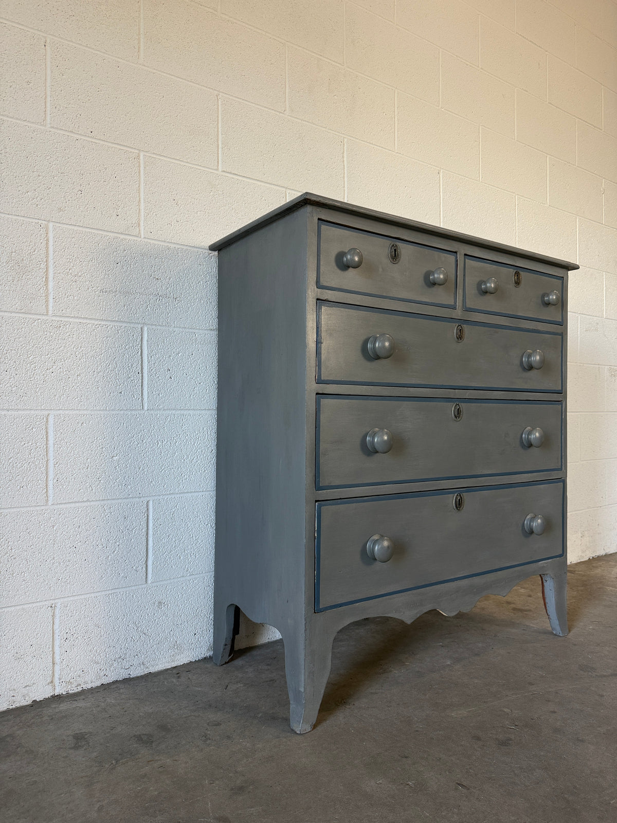 Antique drawers painted blue