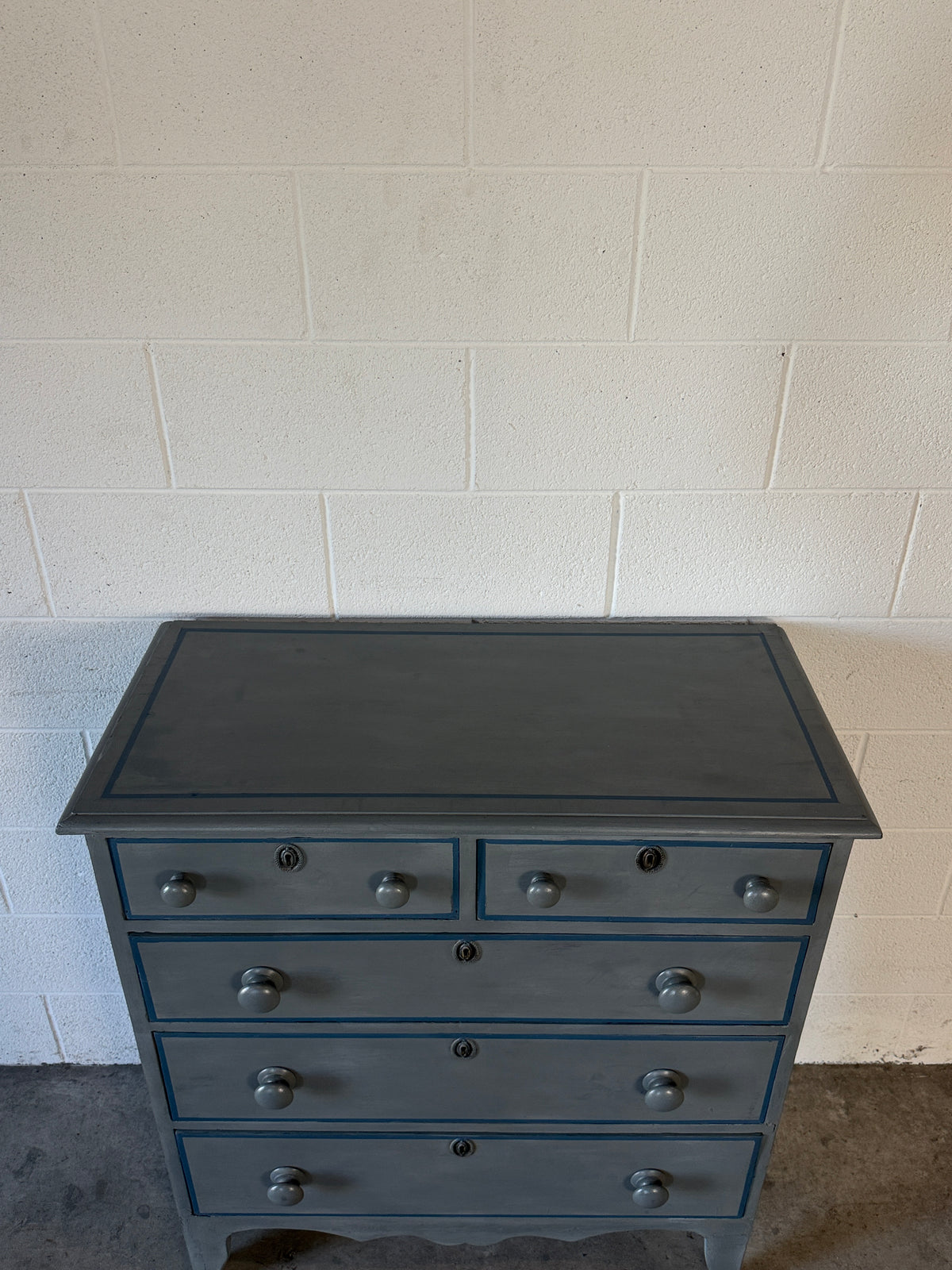 Antique drawers painted blue
