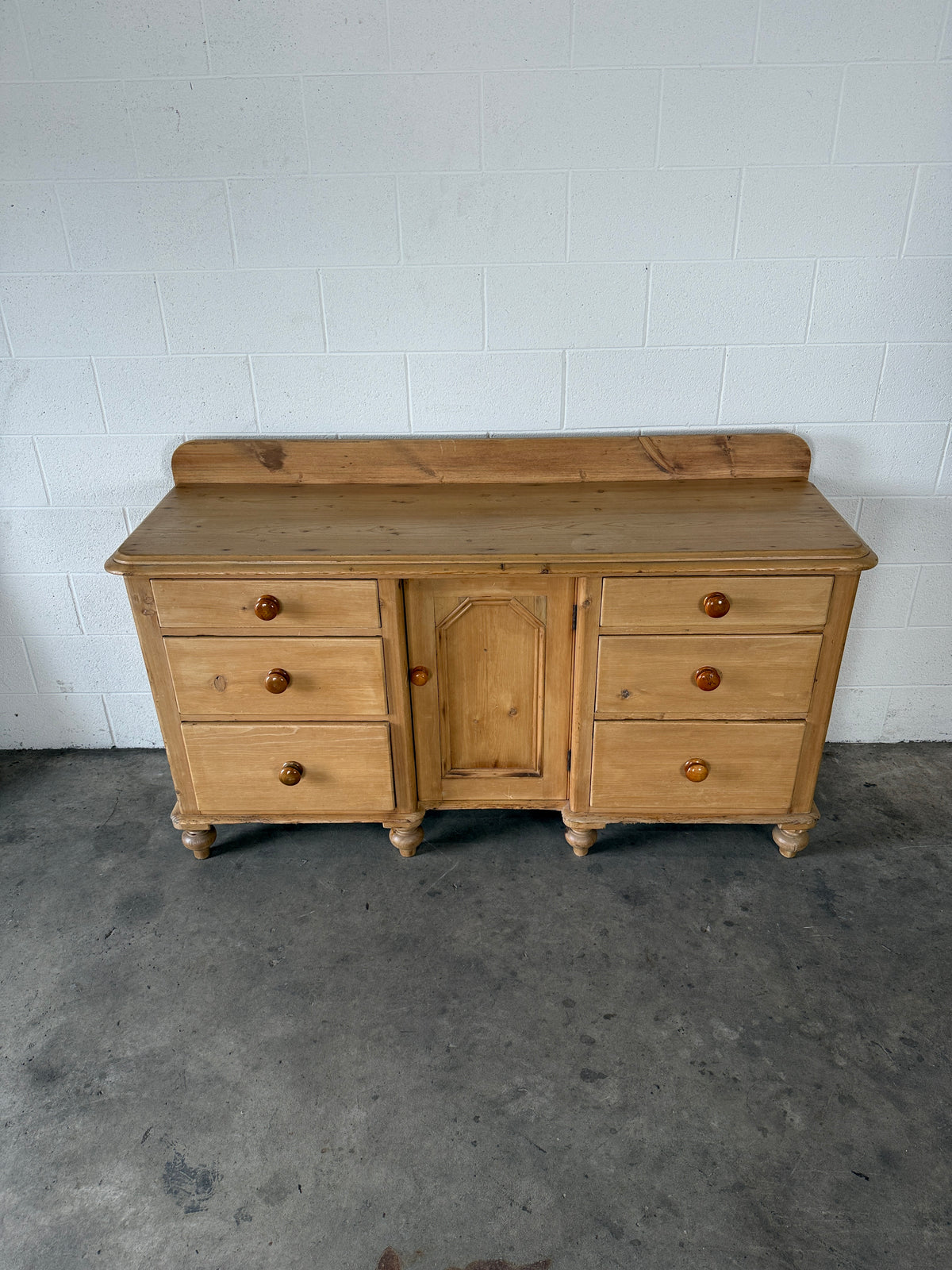 English antique pine sideboard with raised back