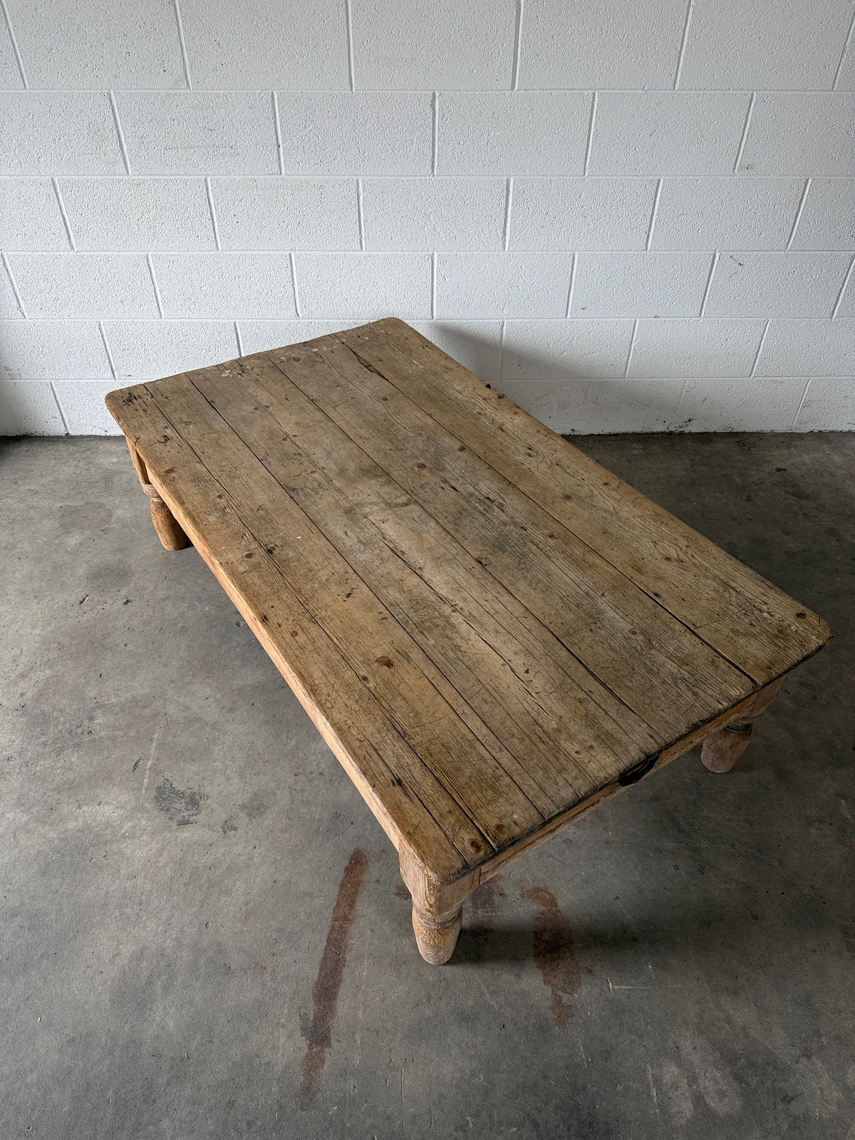 Large pine farmhouse coffee table